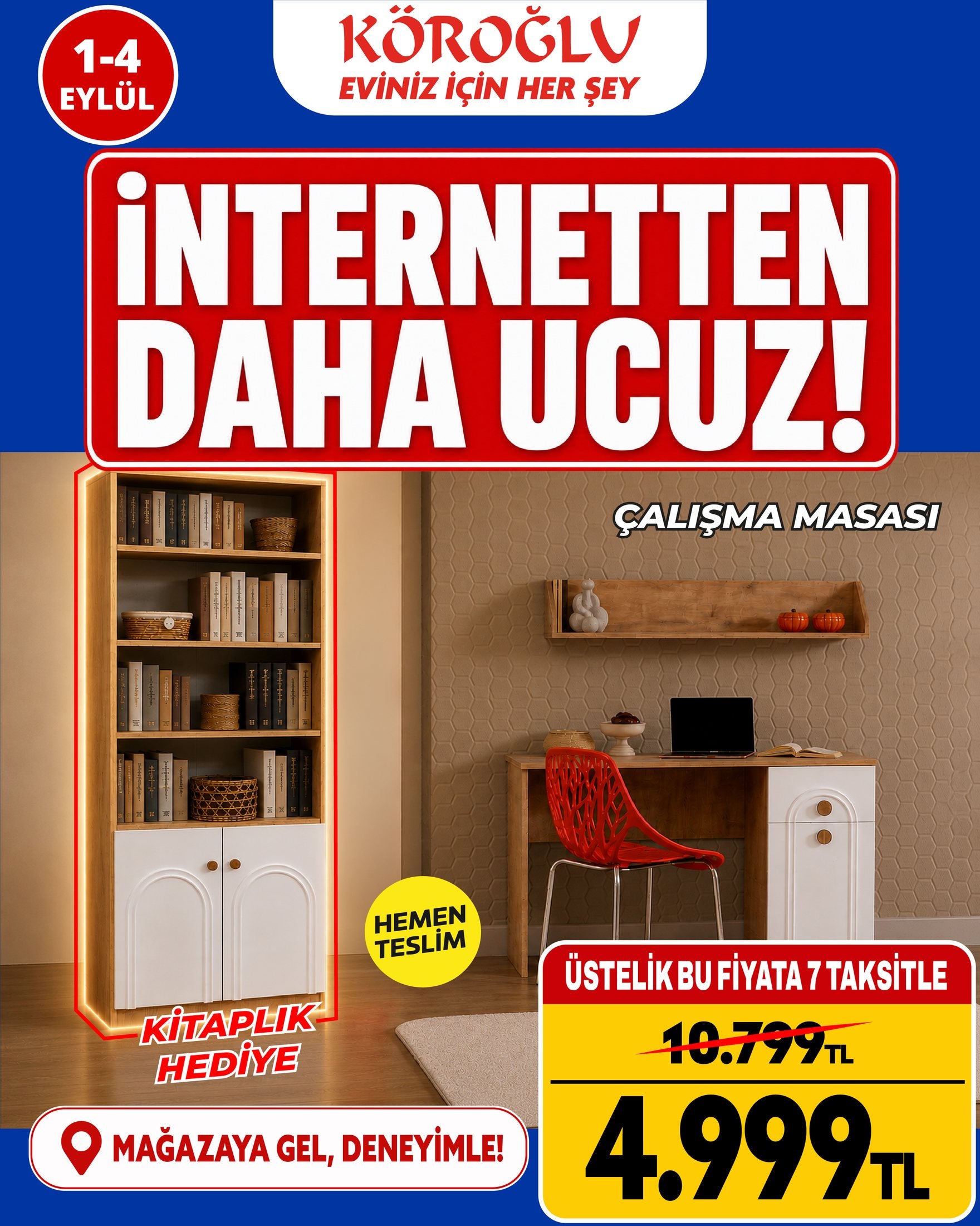Kitaplıklı Çalışma Masası