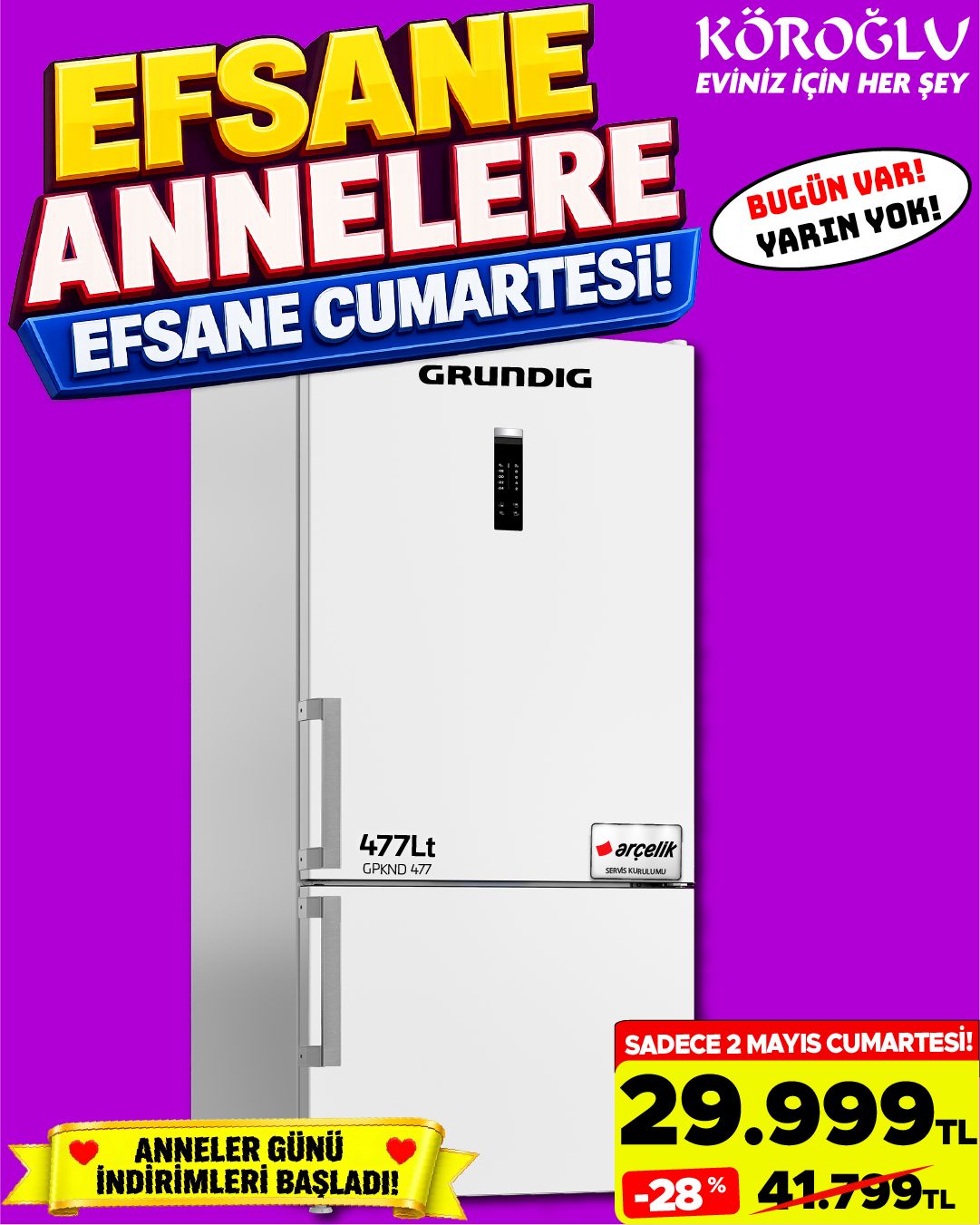 Grundig GPKND 477 477 Lt Buzdolabı