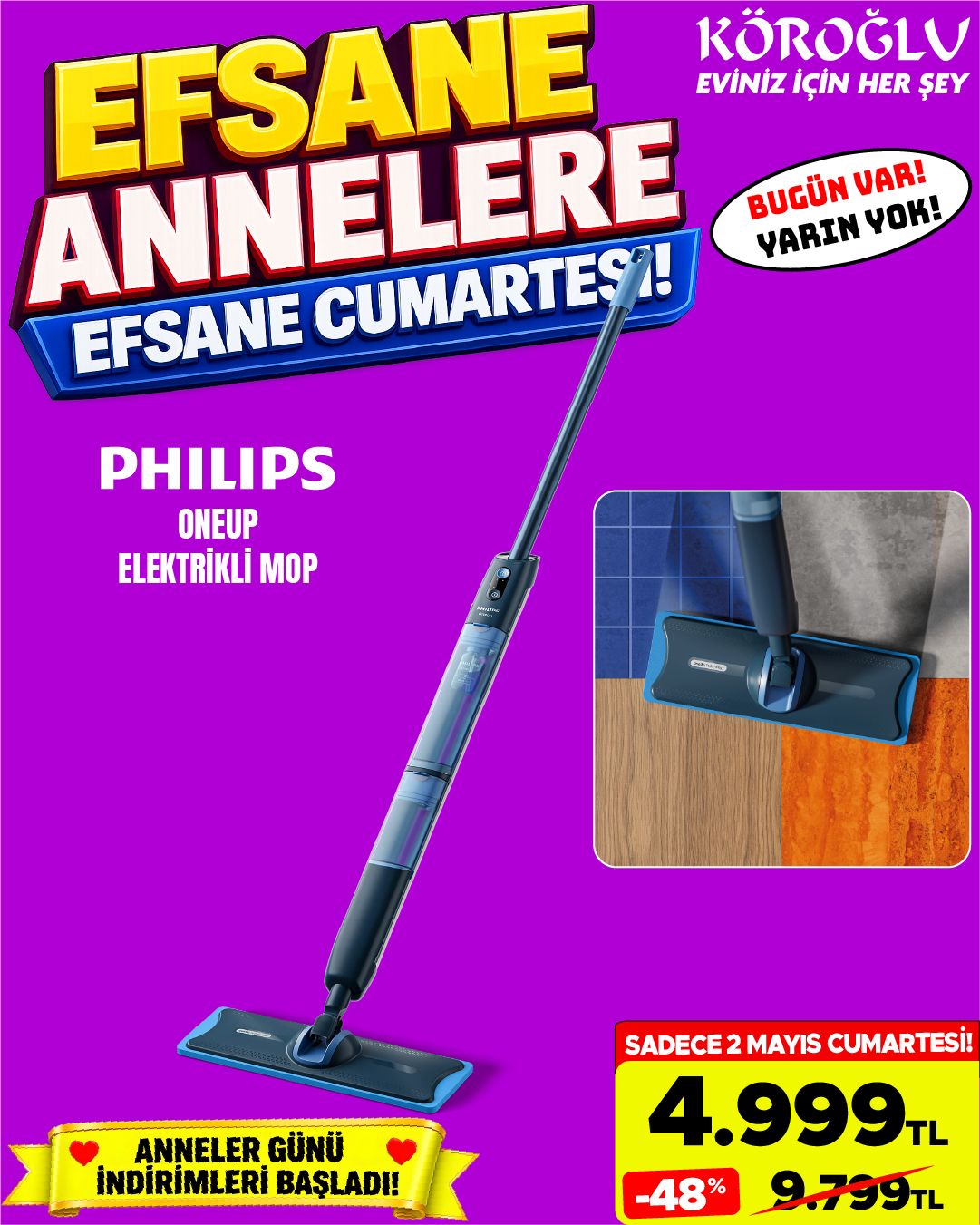 Philips OneUp Elektrikli Mop