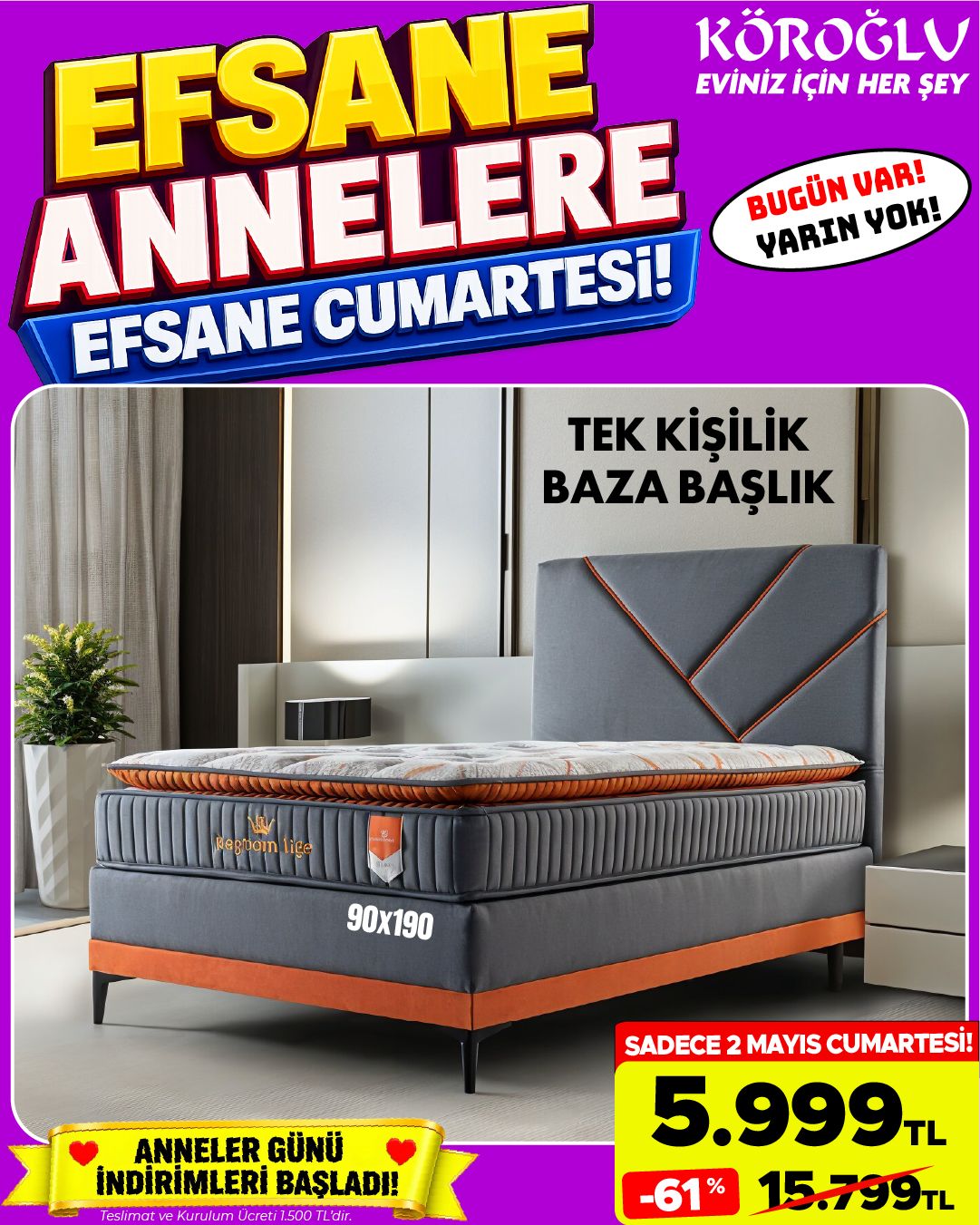 Tek Kişilik Baza Başlık 90x190 Main image