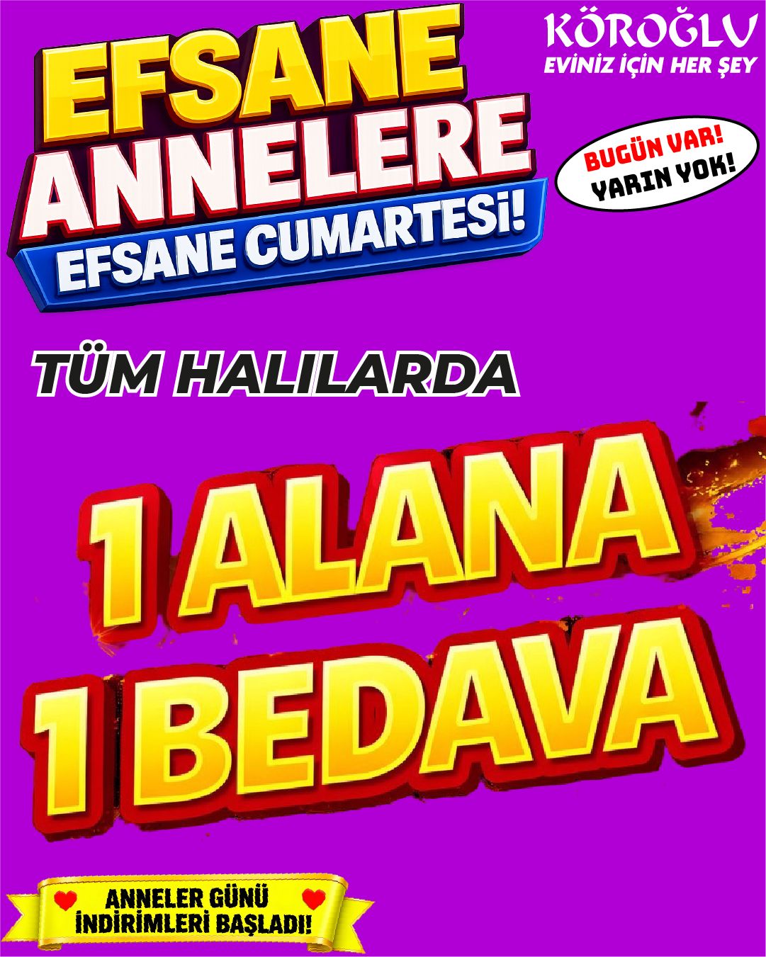 Tüm Halılarda 1 Alana 1 Bedava