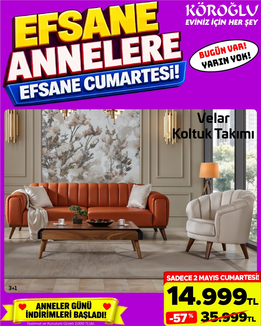Velar Koltuk Takımı 3+1