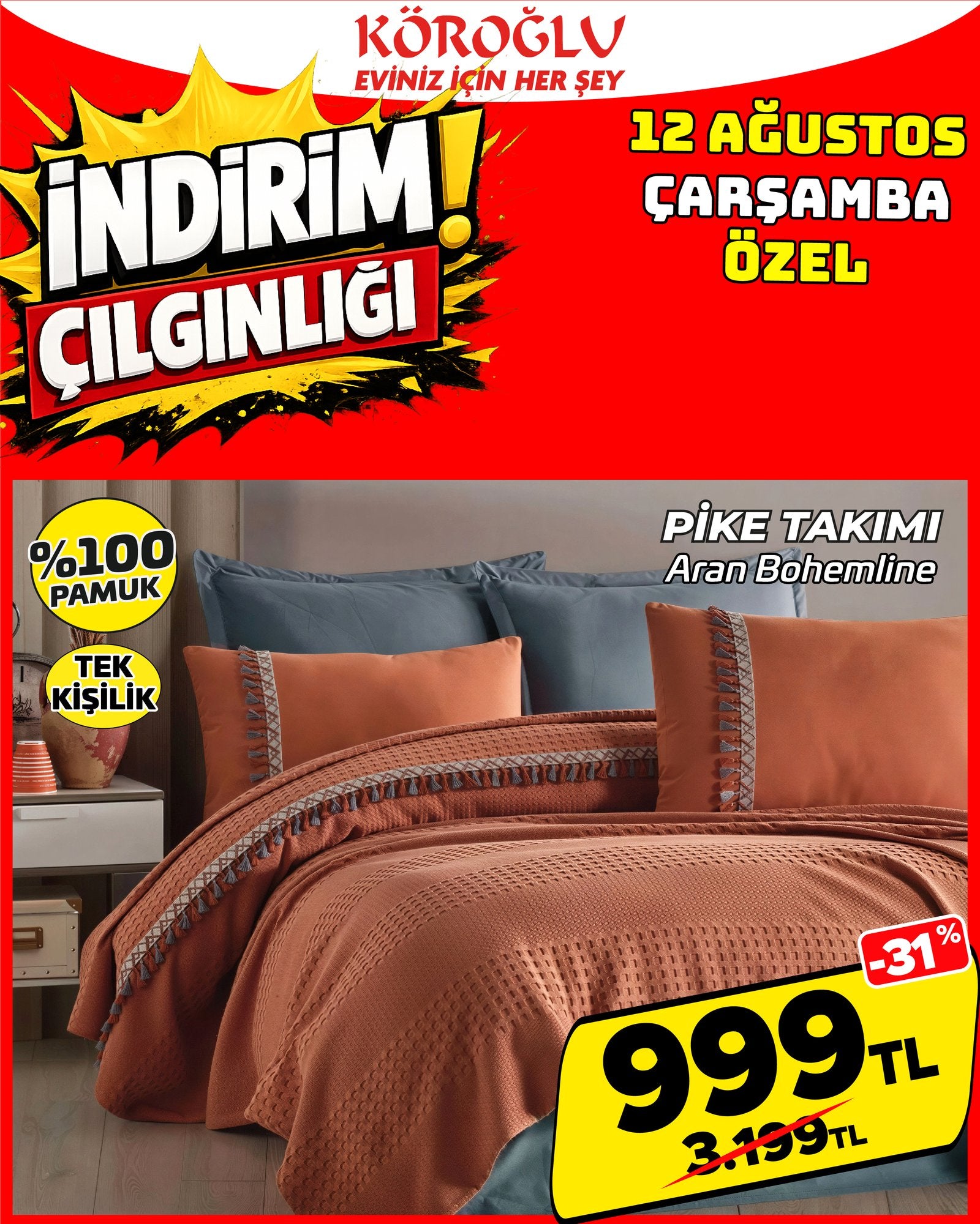Aran Bohem Çift Kişilik Pike Takımı Main image