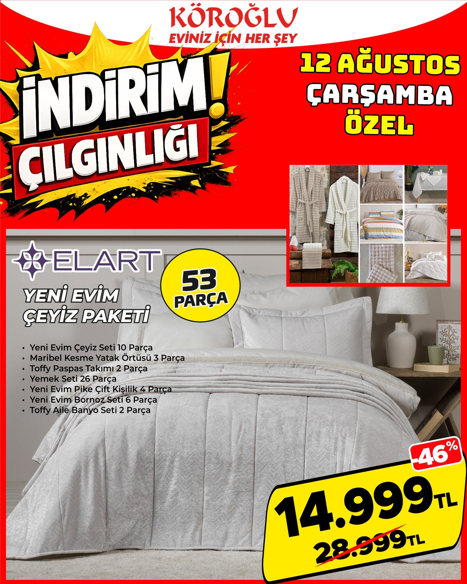 Elart Yeni Evim Çeyiz Paketi 53 Parça