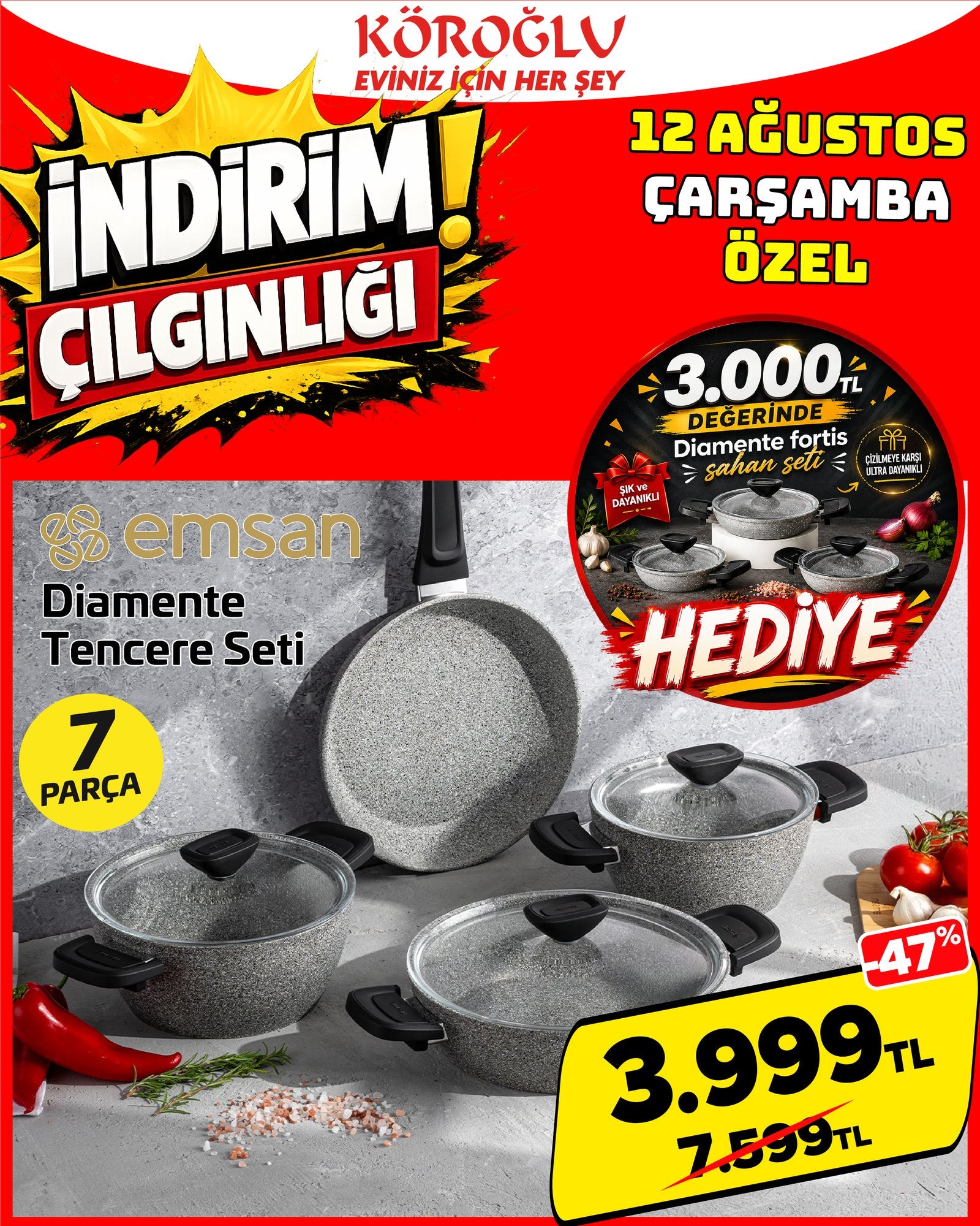 Emsan Diamante 7 Parça Tencere Seti Main image