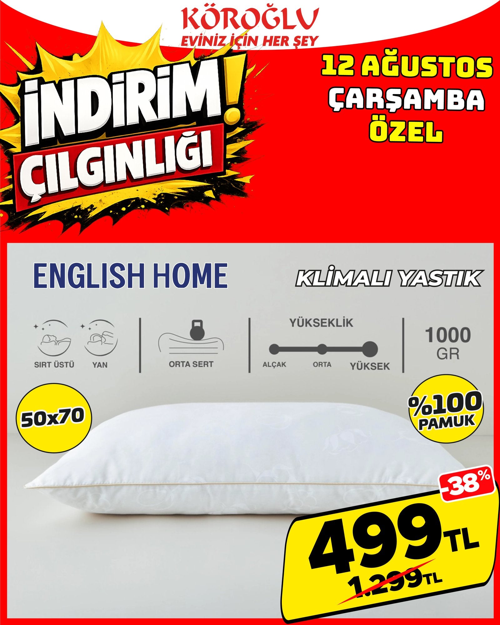 English Home Klimalı Yastık 50x70 cm Main image