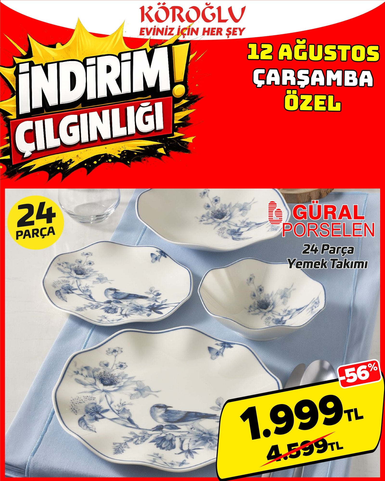 Güral Porselen 24 Parça Yemek Takımı