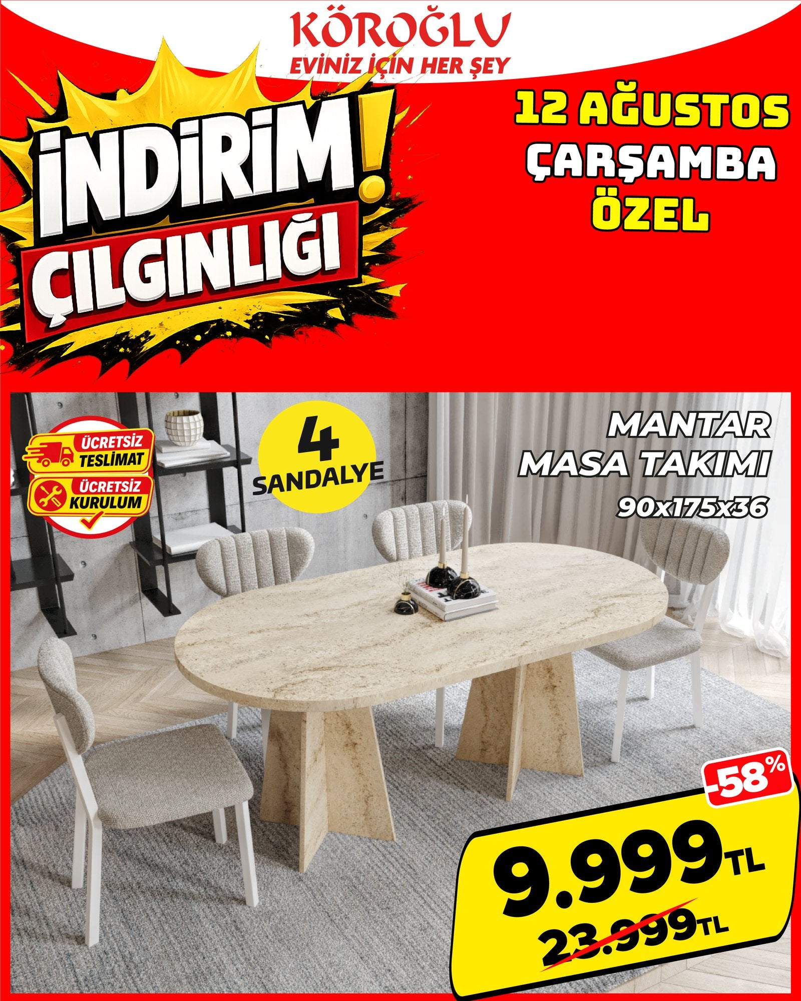 Mantar Masa Takımı 4 Sandalyeli Main image