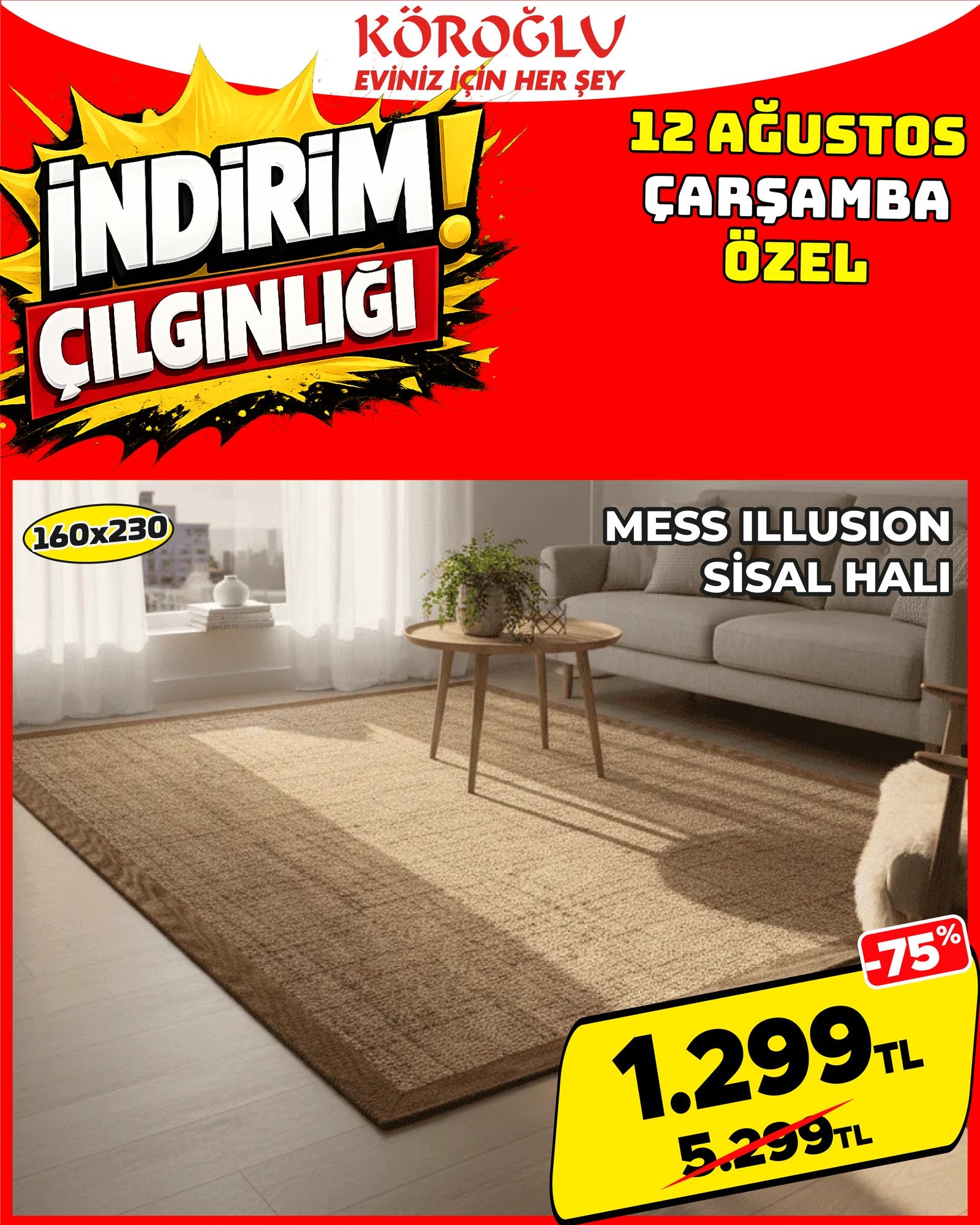 Mess Illusion Sisal Halı 160x230 cm Main image