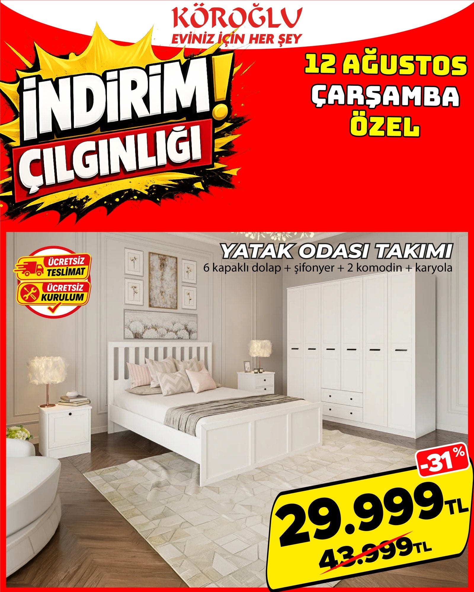 Beyaz Yatak Odası Takımı