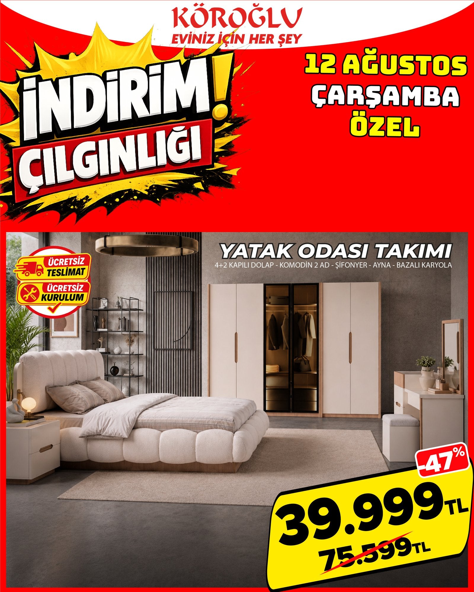 Krem Yatak Odası Takımı Main image
