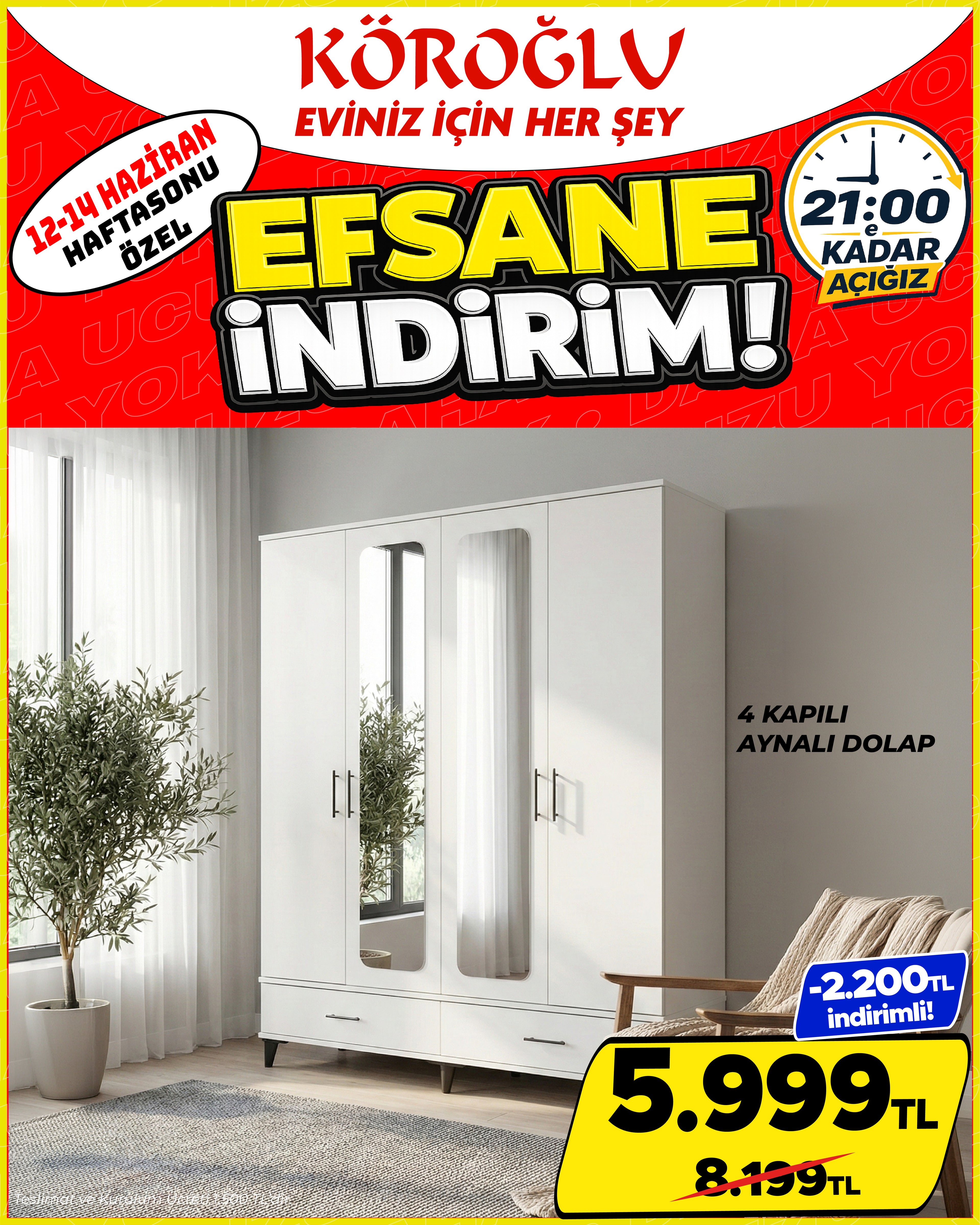 4 Kapılı Aynalı Dolap
