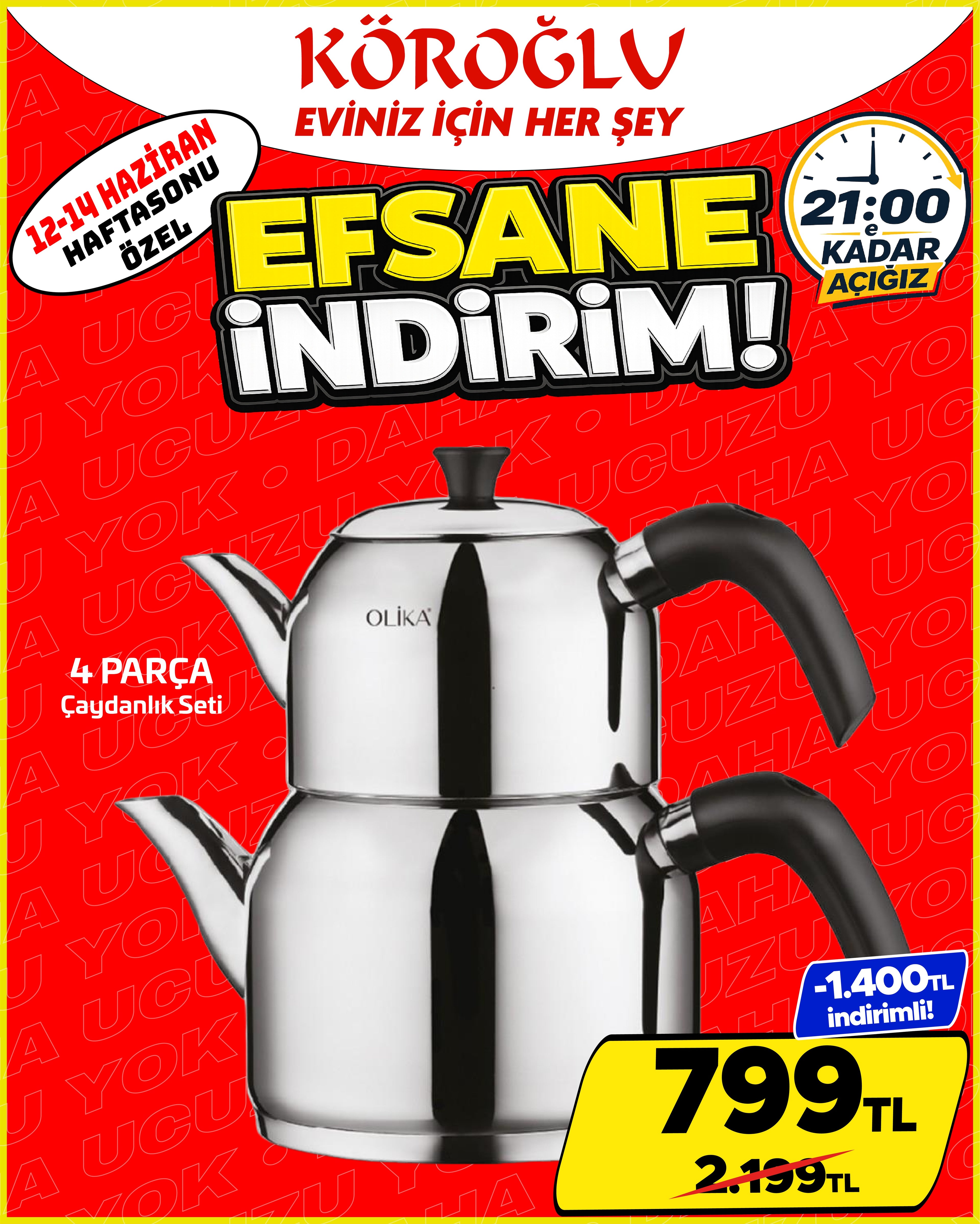 4 Parça Çaydanlık Seti