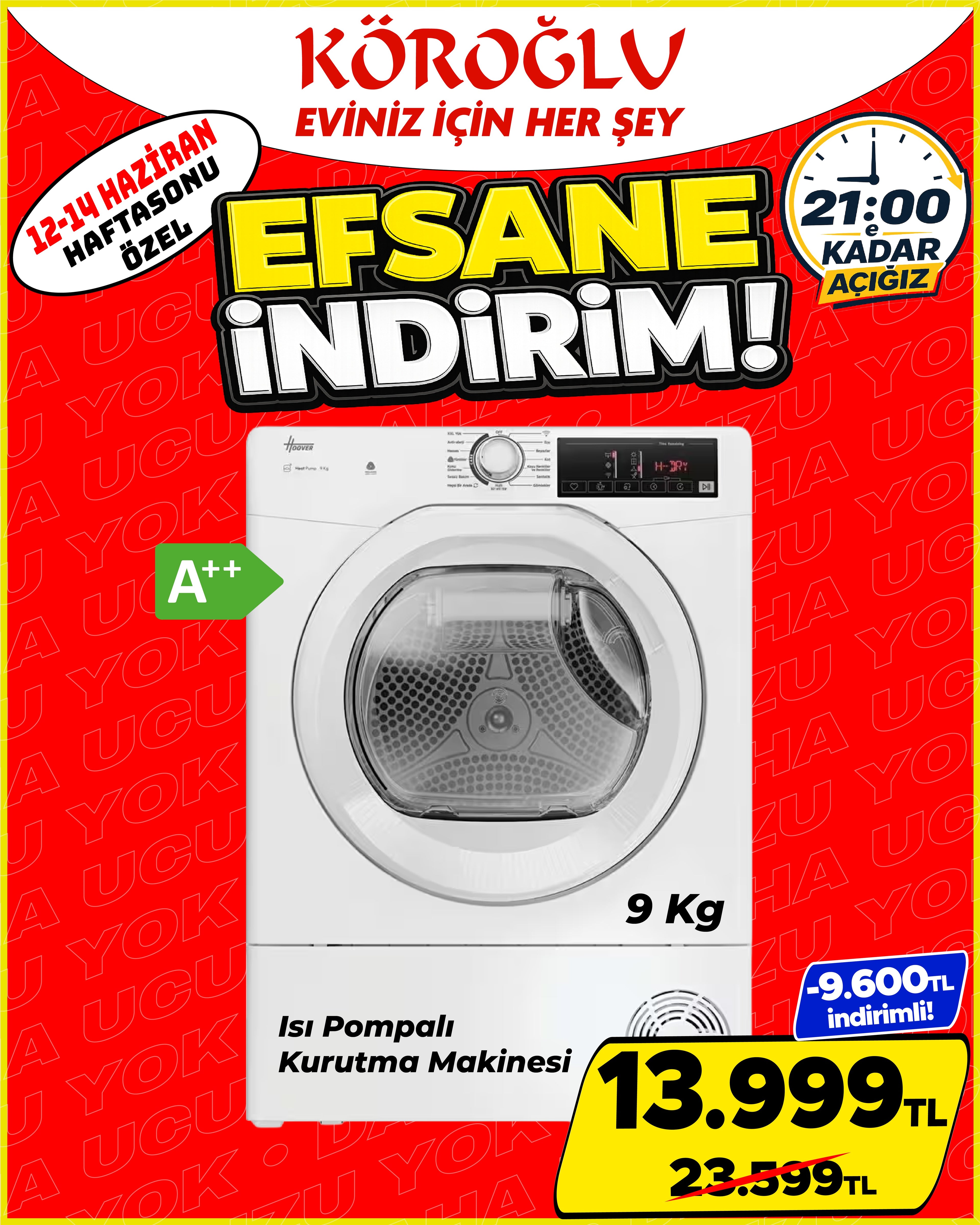 Hoover 9 Kg Isı Pompalı Kurutma Makinesi