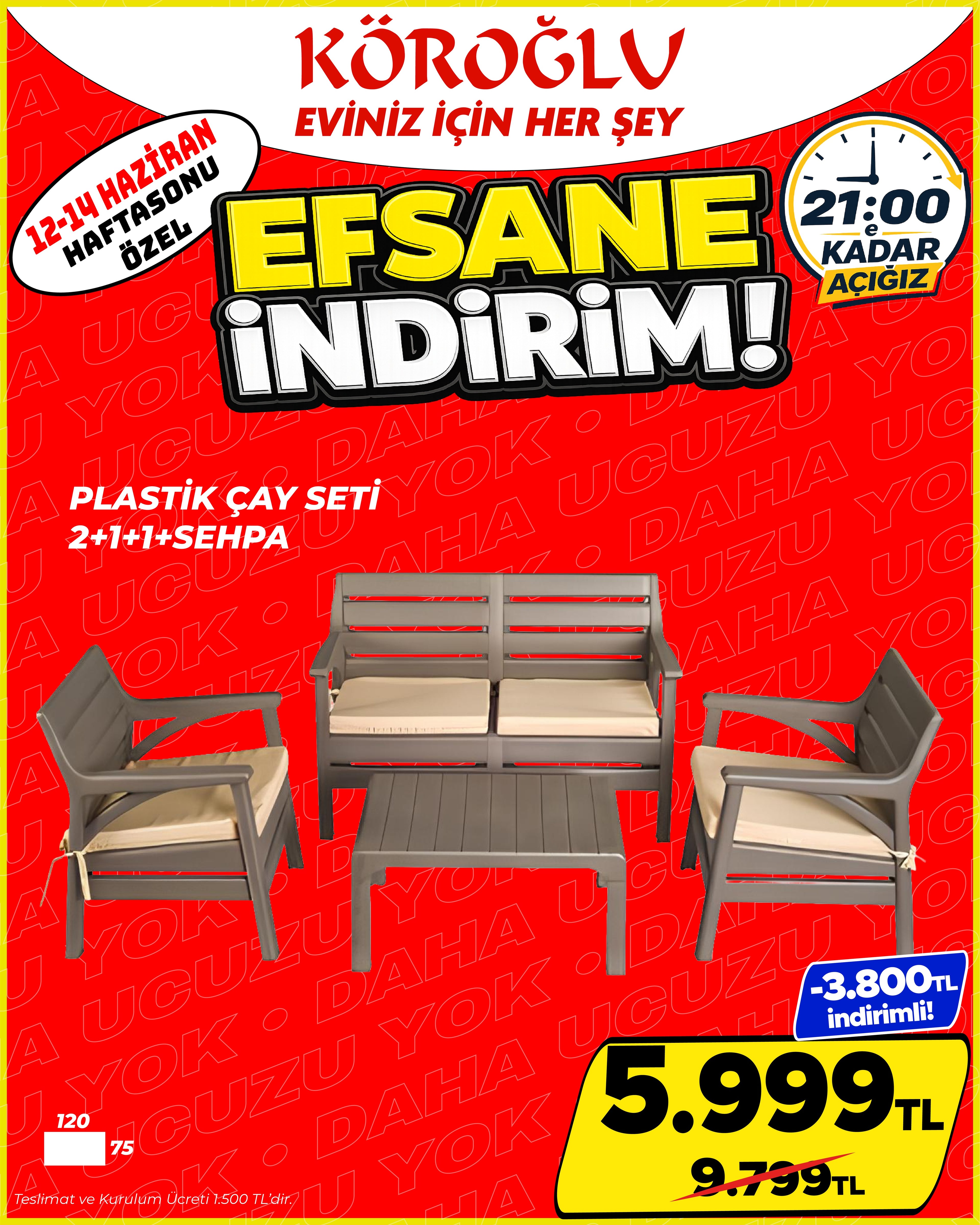 Plastik Çay Seti 2+1+1 Sehpa