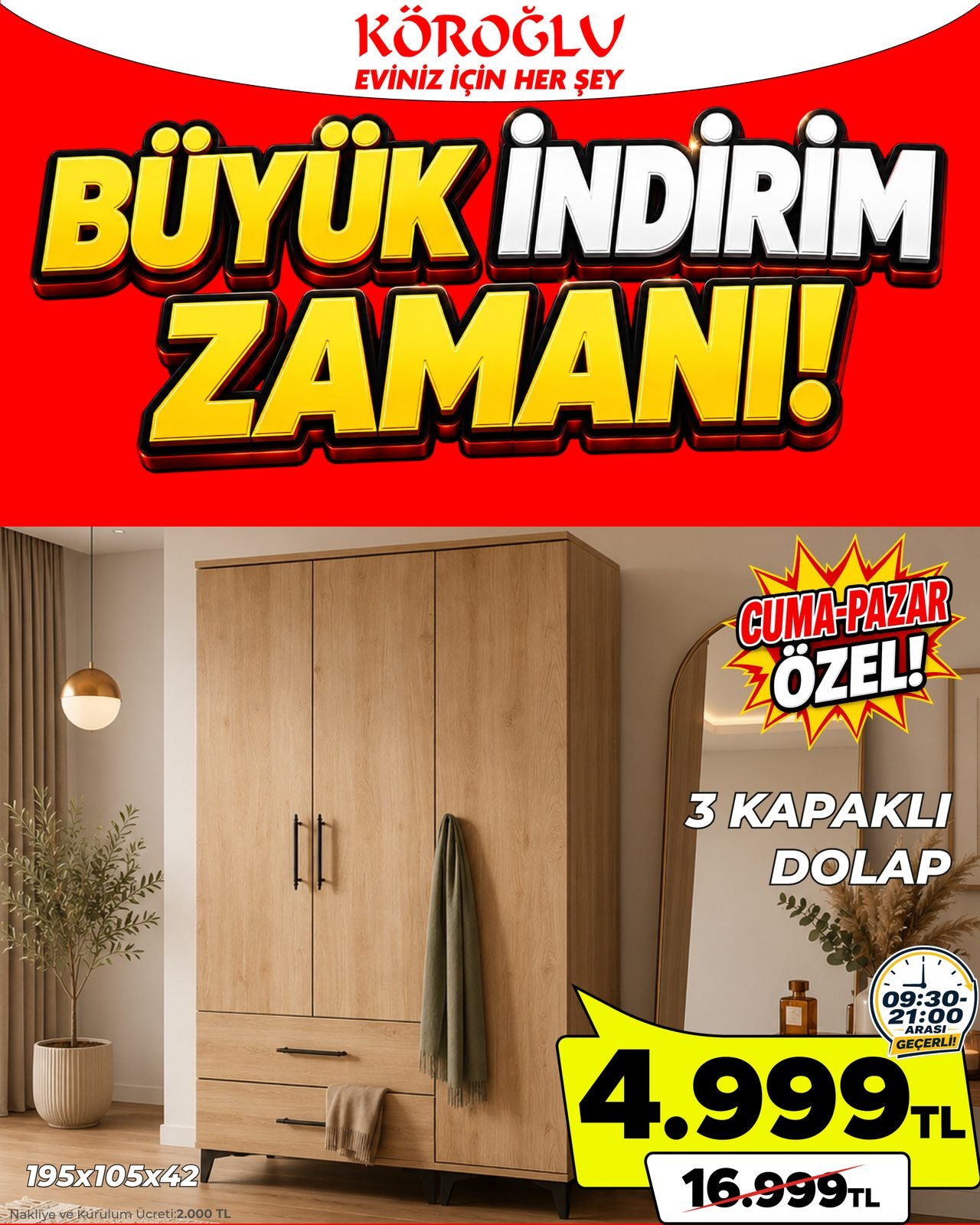 3 Kapılı Dolap