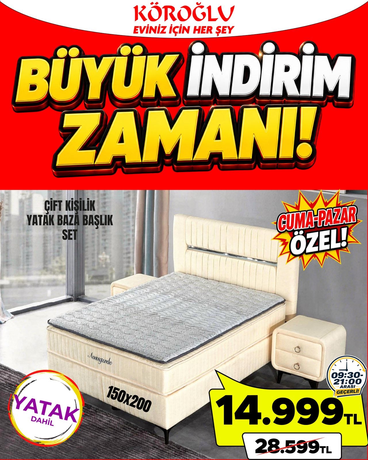 Çift Kişilik Yatak Baza Başlık Seti