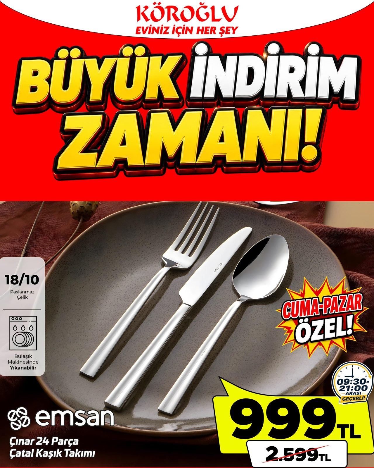 Emsan 24 Parça Çatal Kaşık Takımı