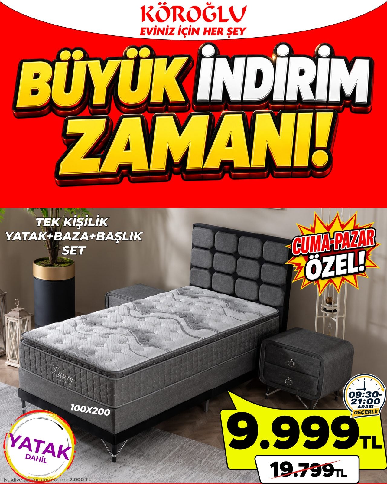 Tek Kişilik Yatak Baza Başlık Seti