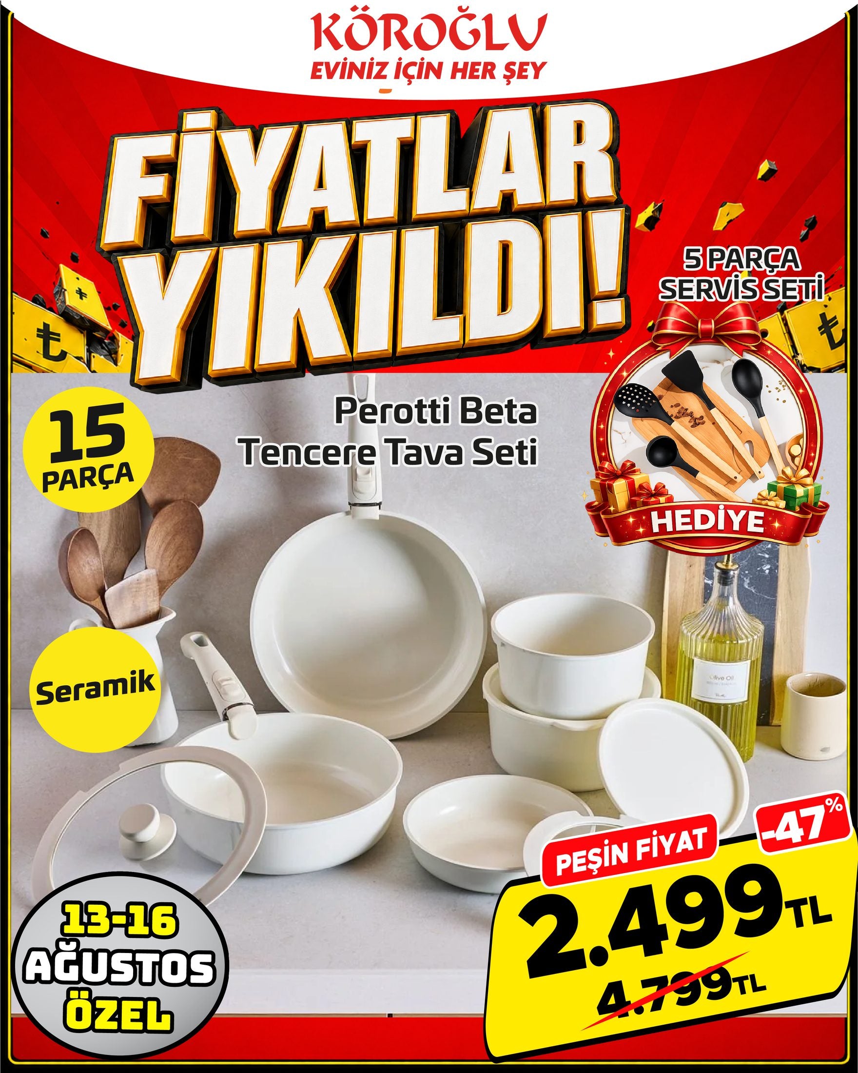 4 Kapaklı Aynalı Dolap 120x180x45