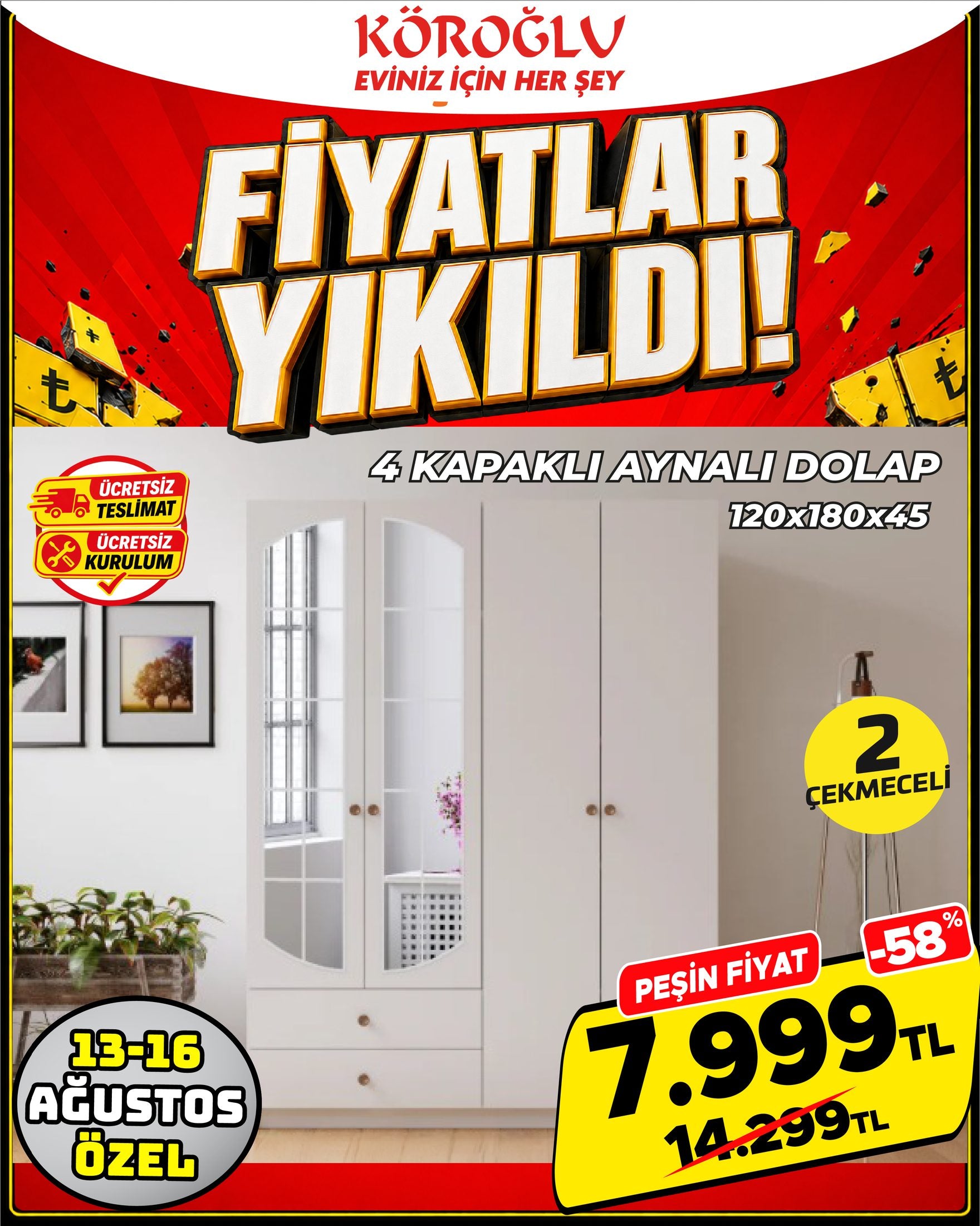 Rattan Camlı Masa Takımı 4 Kişilik
