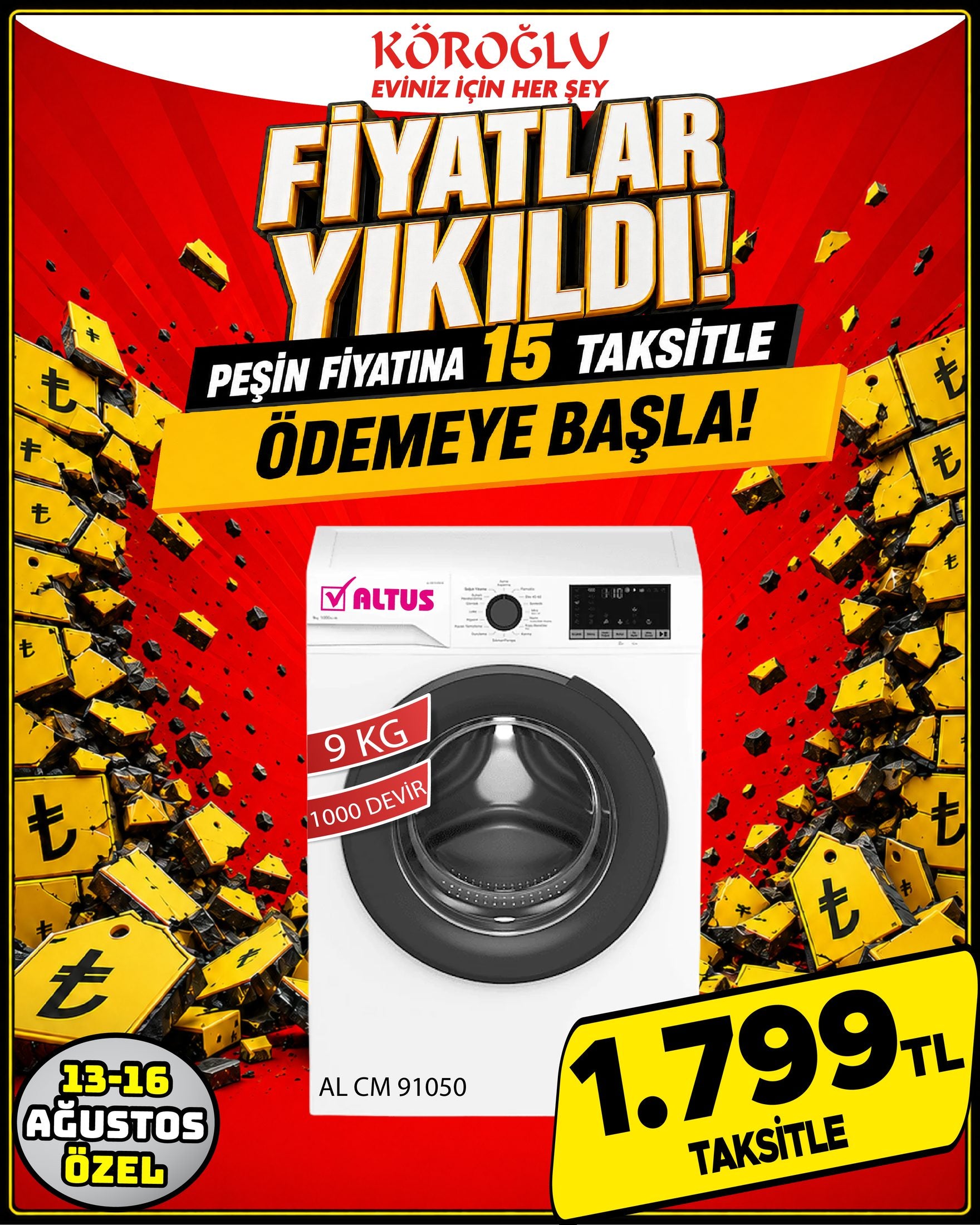 Altus 9 Kg Çamaşır Makinesi