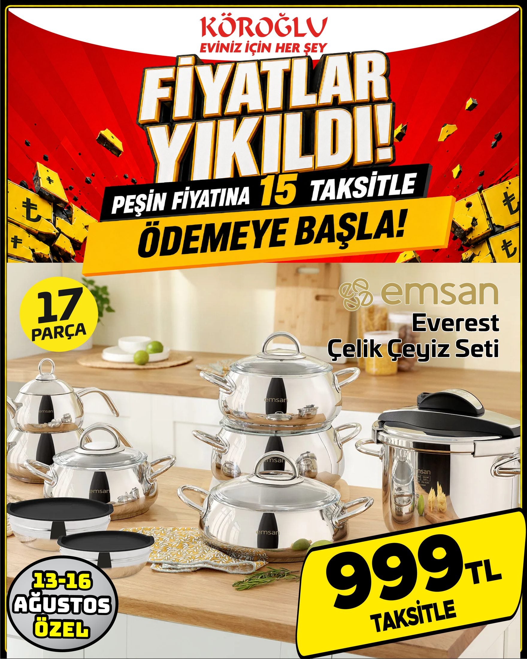 Emsan Everest Çelik Çeyiz Seti 17 Parça