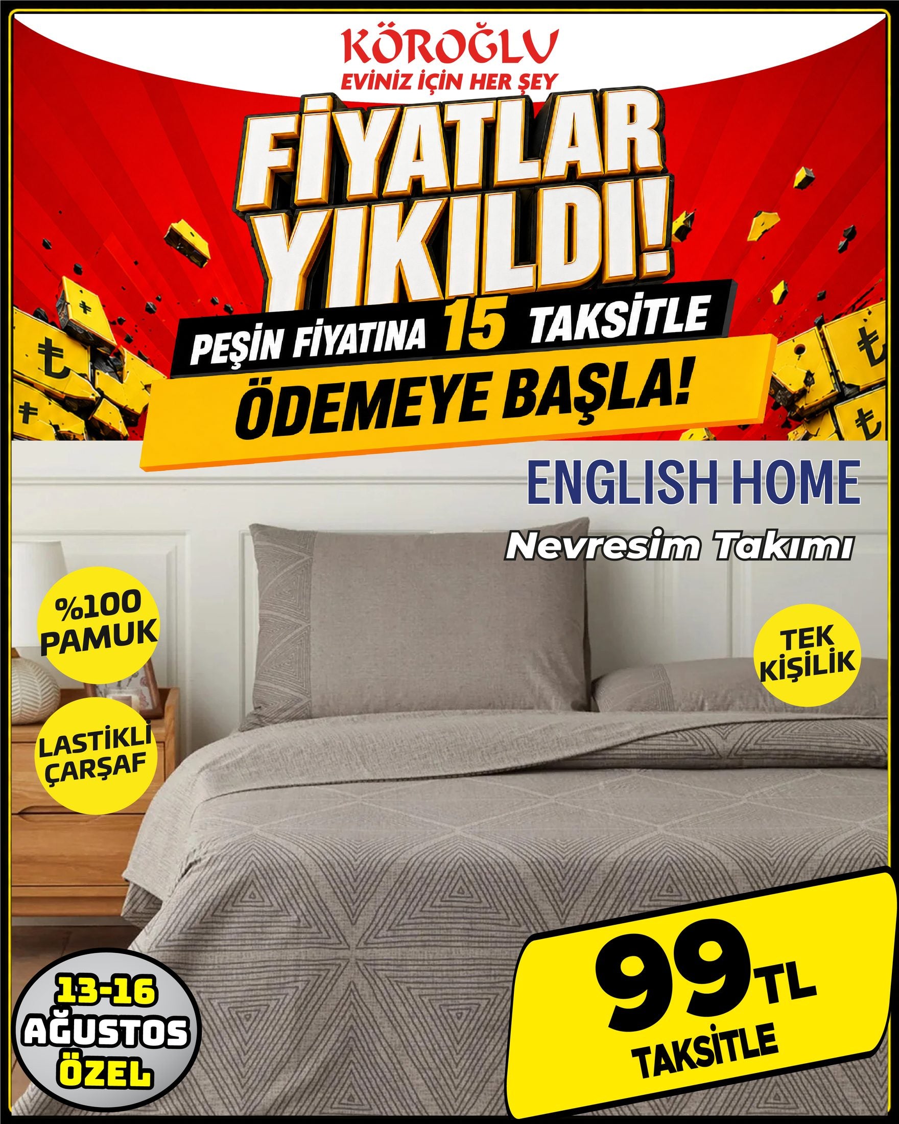 English Home Tek Kişilik Nevresim Takımı Main image