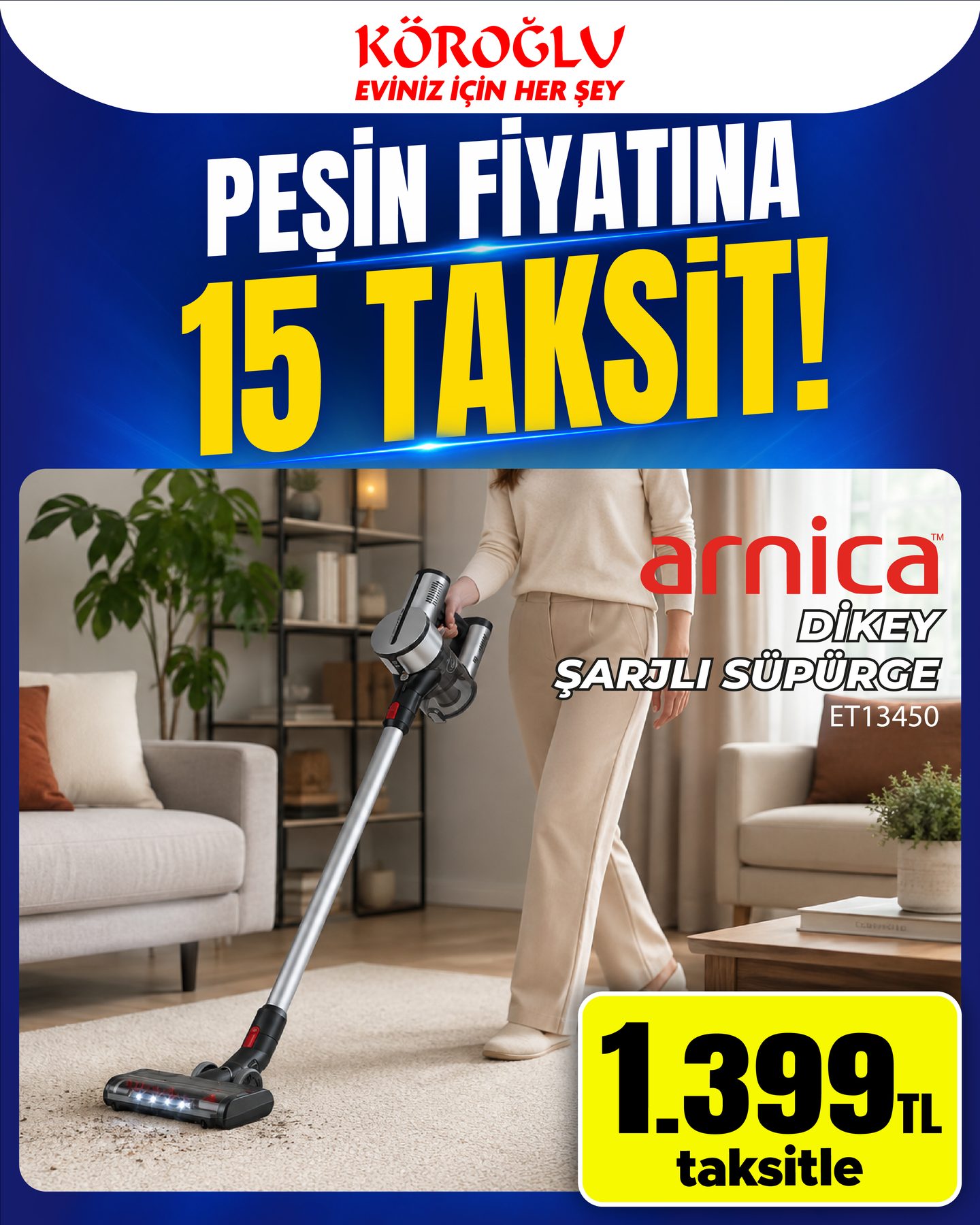 Arnica Dikey Şarjlı Süpürge ET14390
