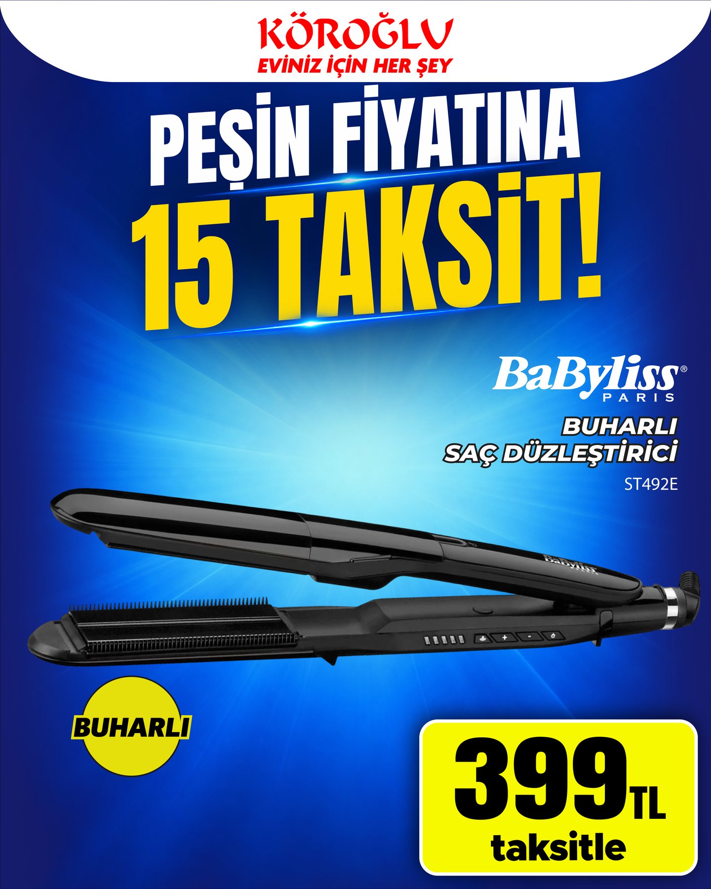 BaByliss Buharlı Saç Düzleştirici ST492E