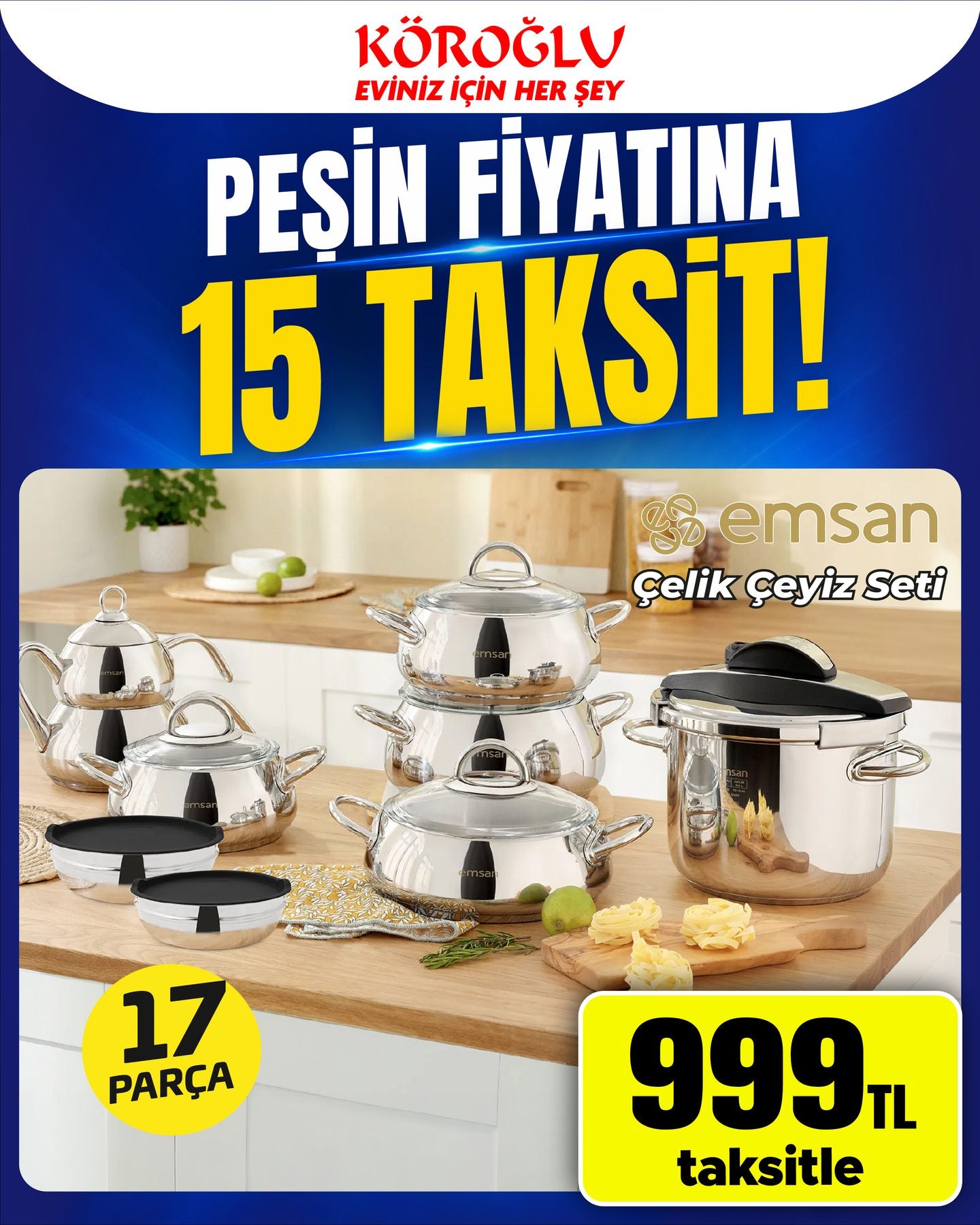Emsan Everest Çelik Çeyiz Seti 17 Parça
