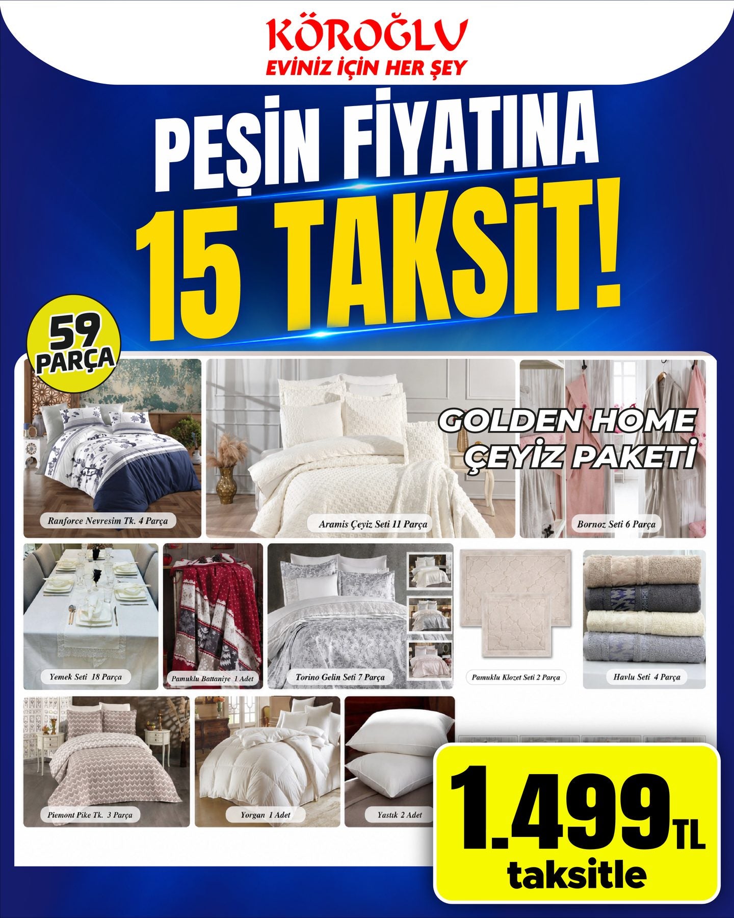 Golden Home Çeyiz Paketi 59 Parça