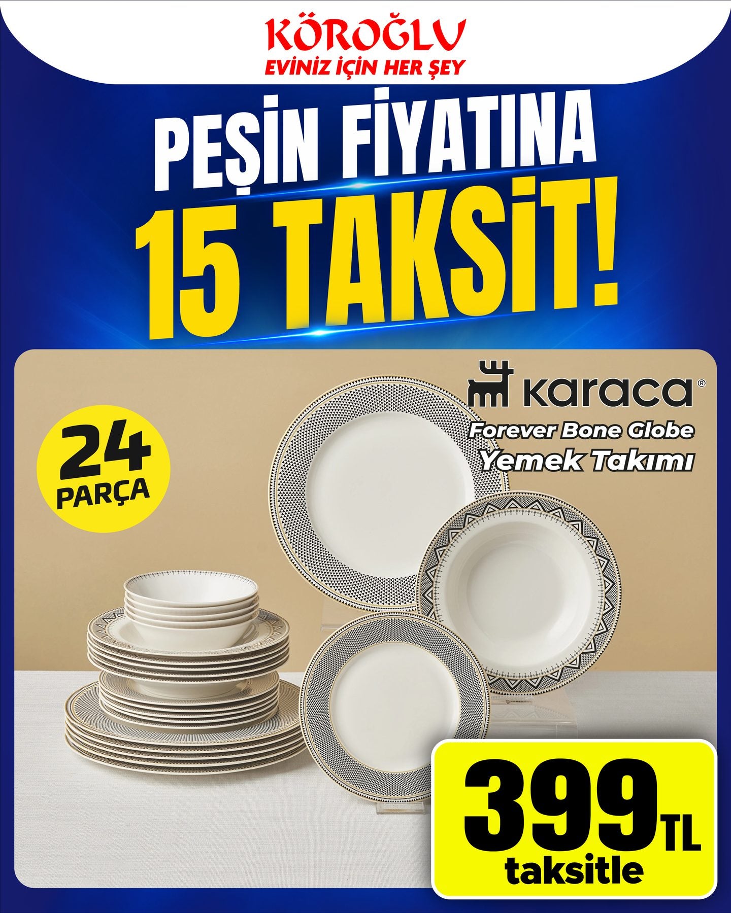 Karaca Forever Bone Globe Yemek Takımı 24 Parça