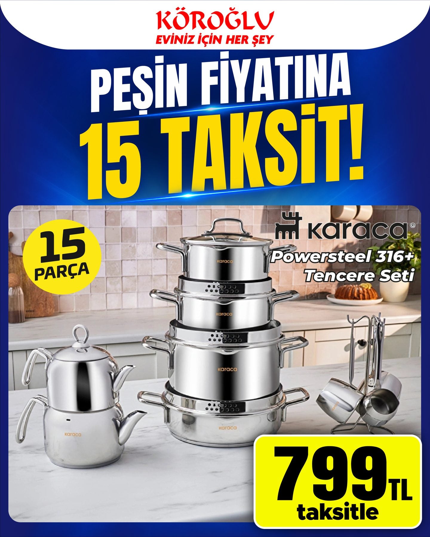 Karaca Powersteel 316 Tencere Seti 15 Parça