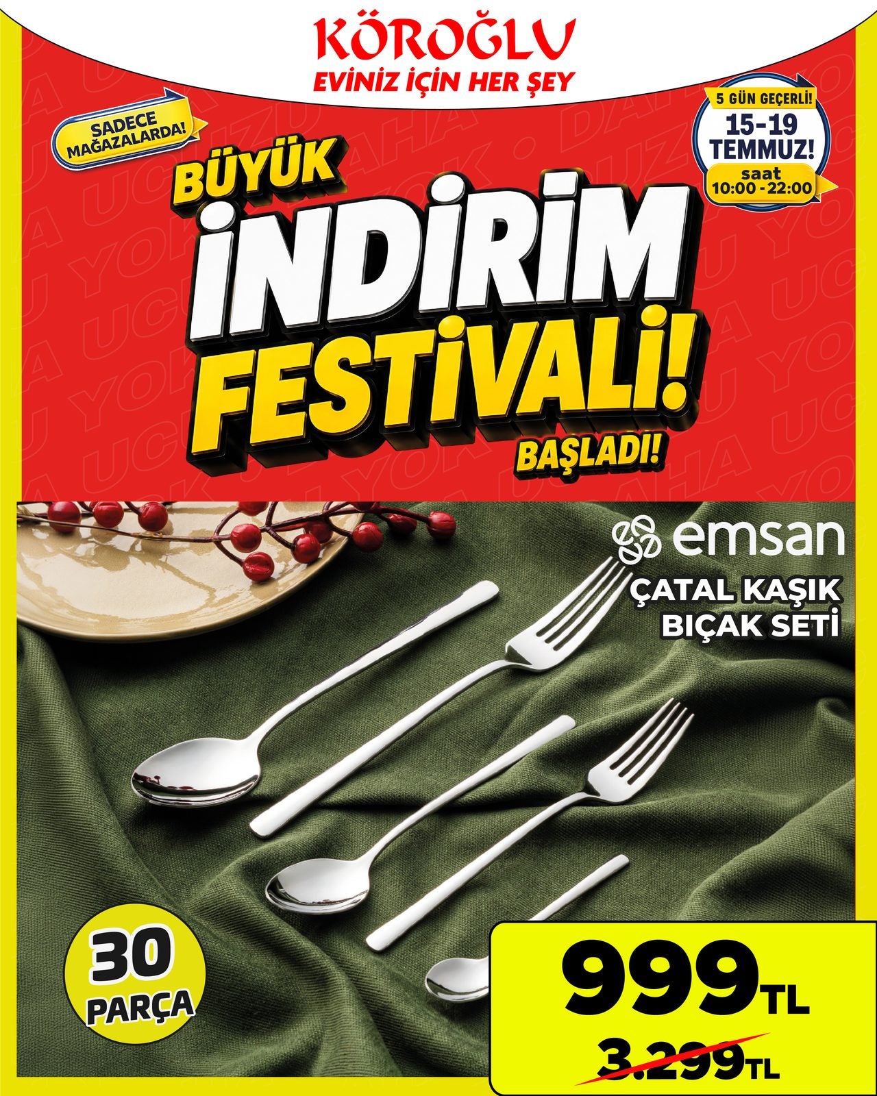 Emsan 30 Parça Çatal Kaşık Bıçak Seti