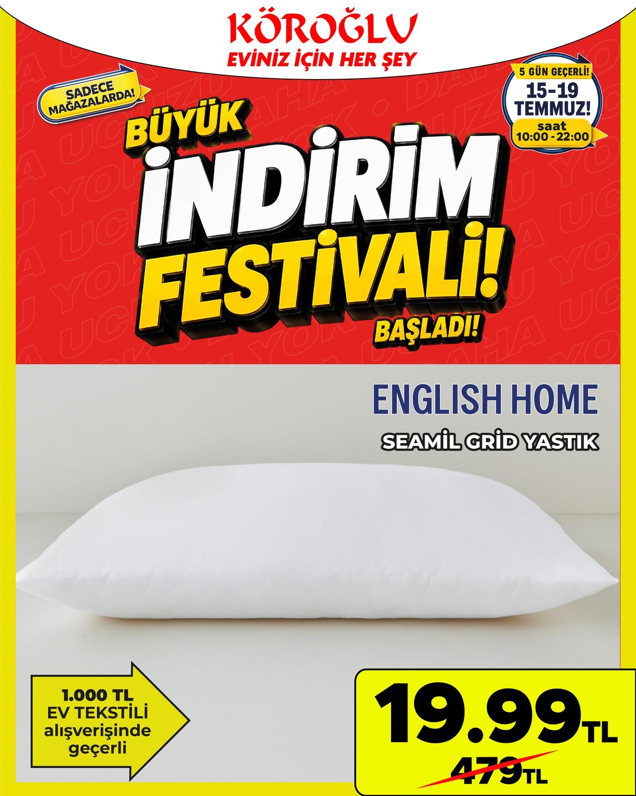 English Home Seamli Gri Yastık