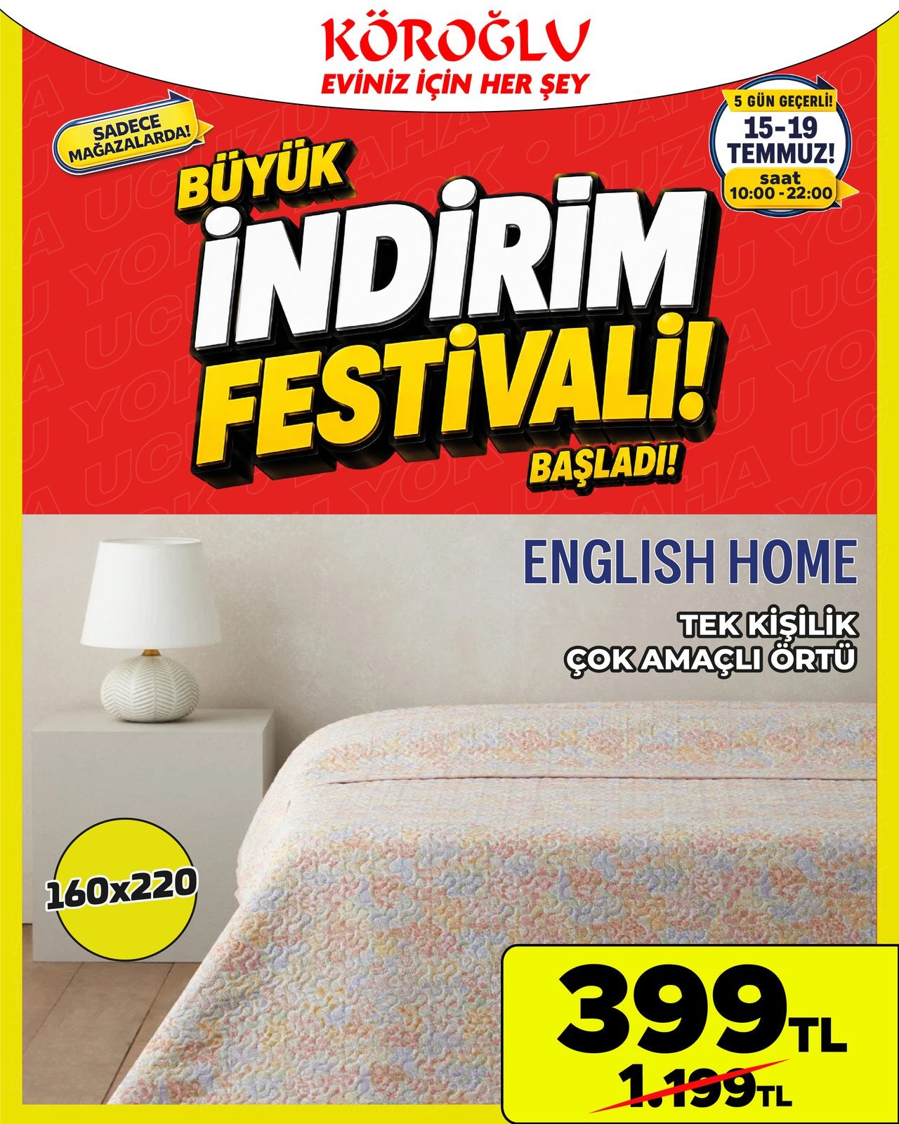 English Home Tek Kişilik Çok Amaçlı Örtü