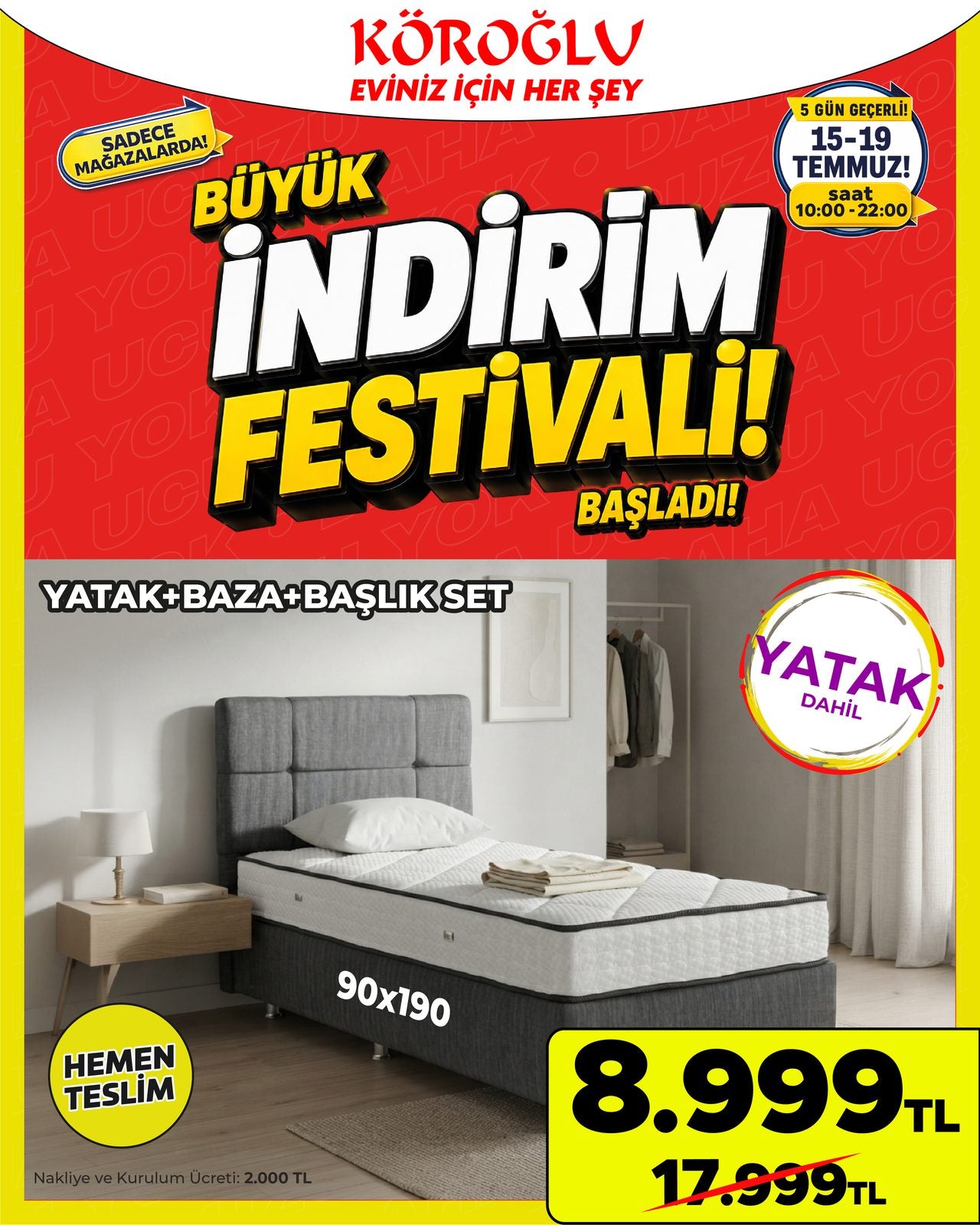 Tek Kişilik Yatak Baza Başlık Seti