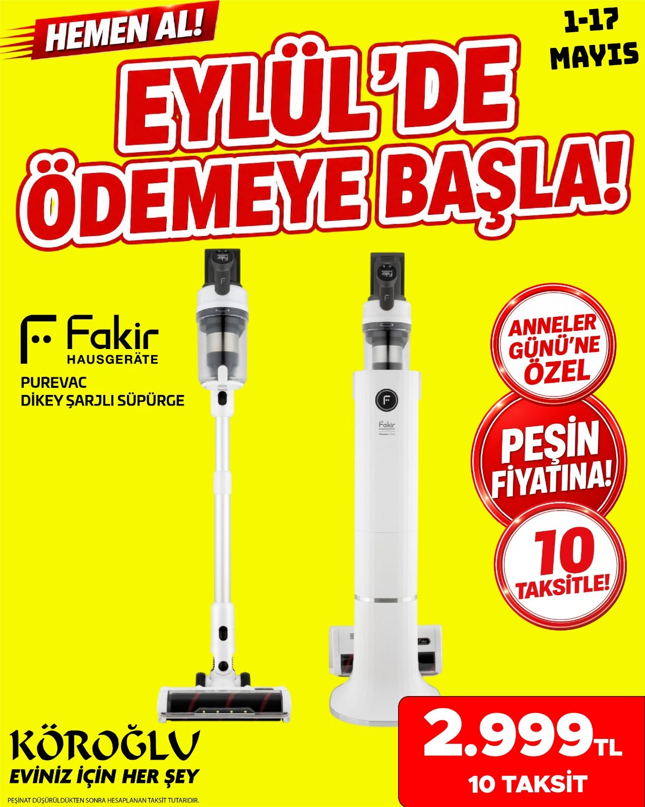 Fakir Purevac Dikey Şarjlı Süpürge