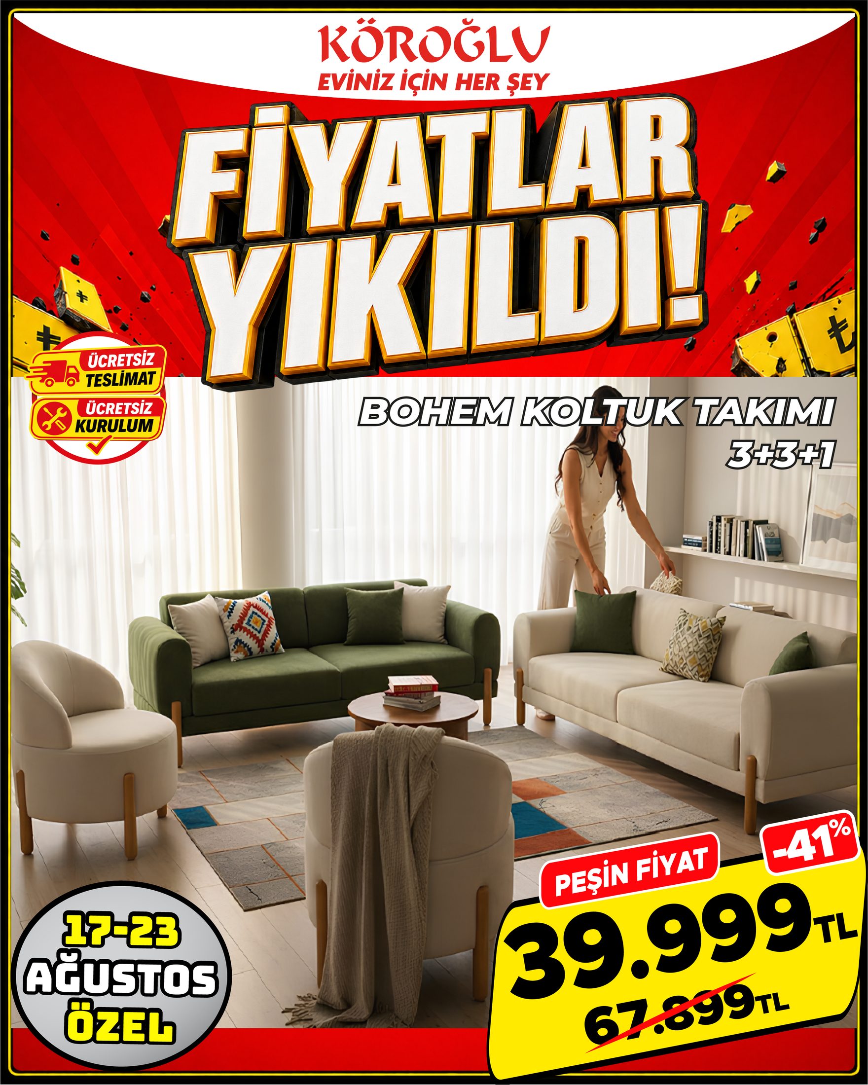 Bohem Koltuk Takımı 3+3+1