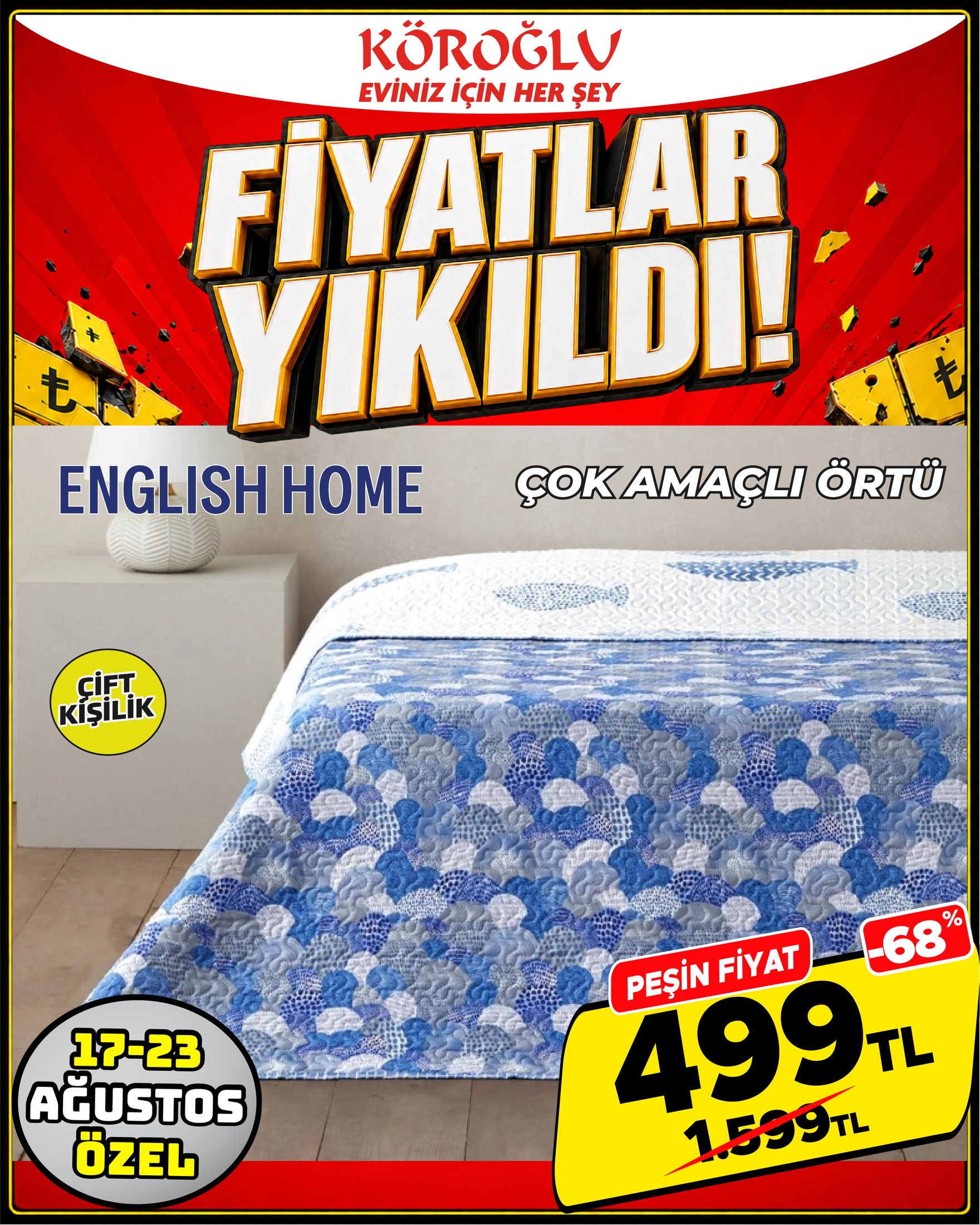 English Home Çok Amaçlı Örtü Çift Kişilik