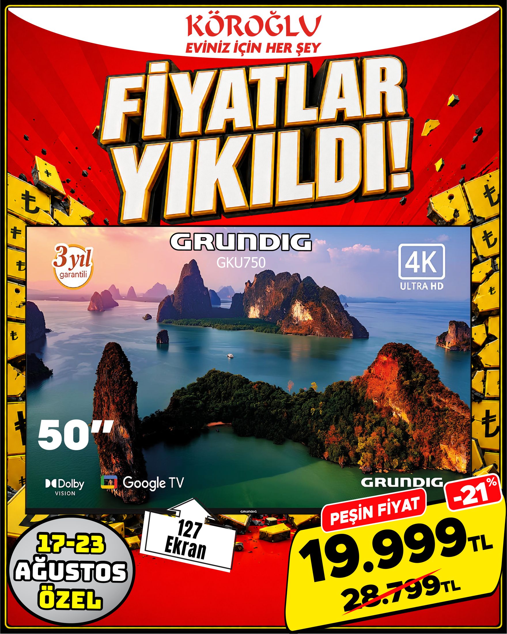 Grundig 50 İnç Google TV GKU750