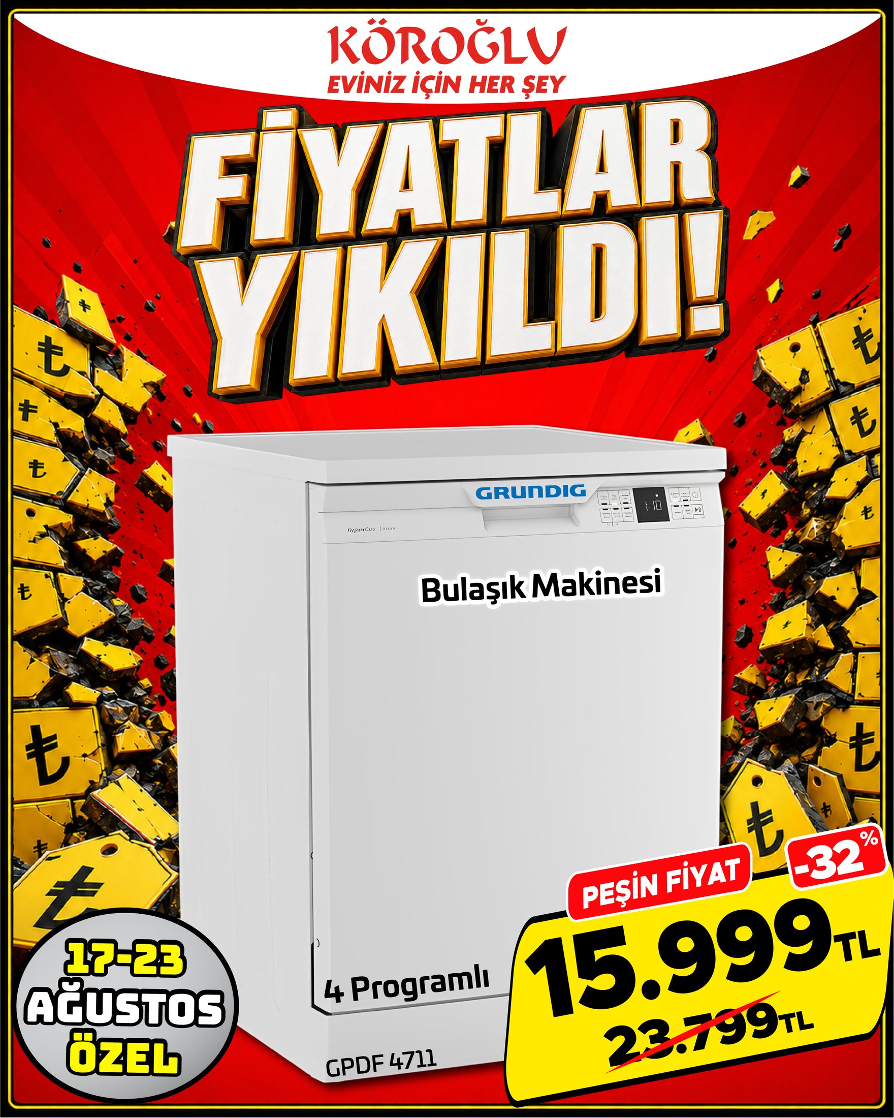 Grundig Bulaşık Makinesi 4 Program