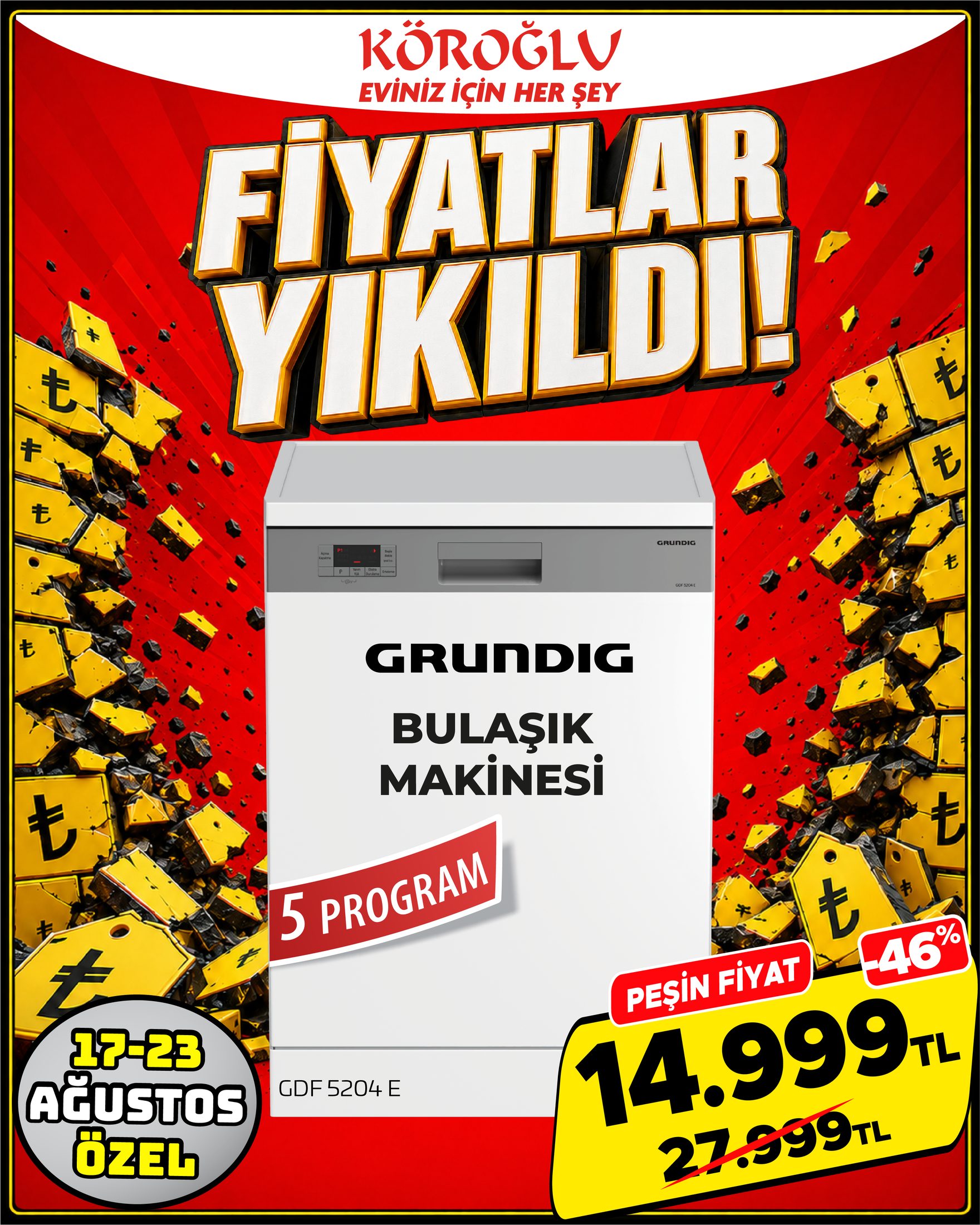 Grundig Bulaşık Makinesi 5 Program
