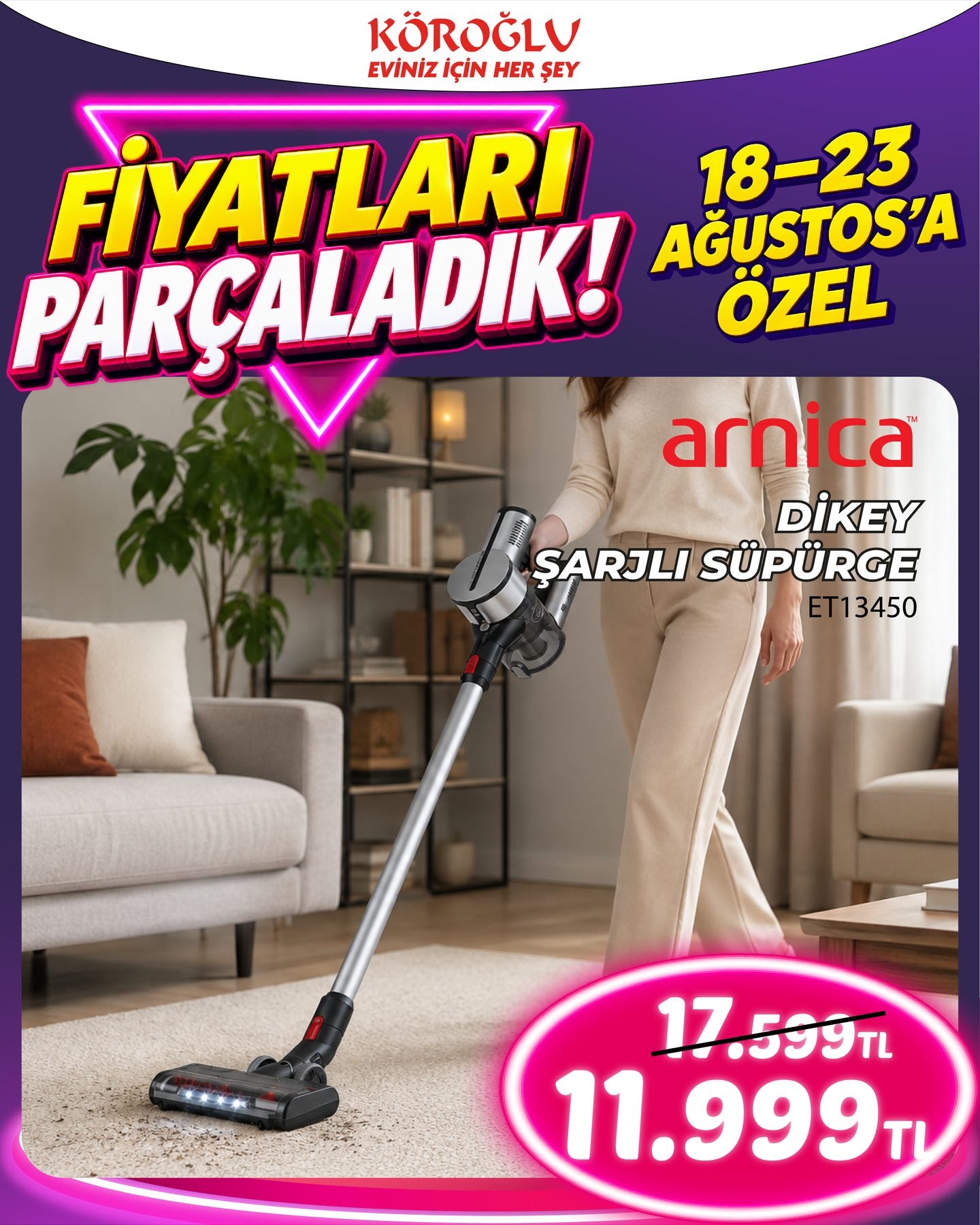 Arnica Dikey Şarjlı Süpürge ET14350 Main image