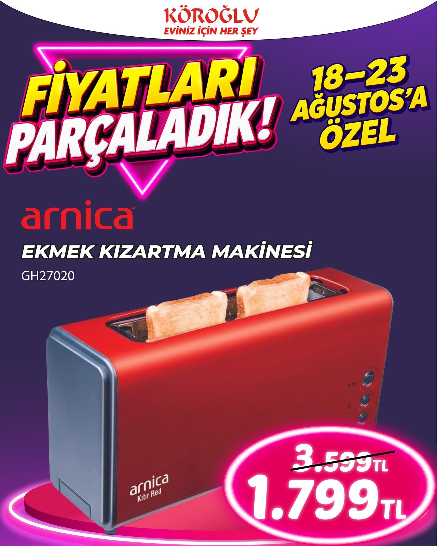 Arnica Ekmek Kızartma Makinesi GH27020 Main image
