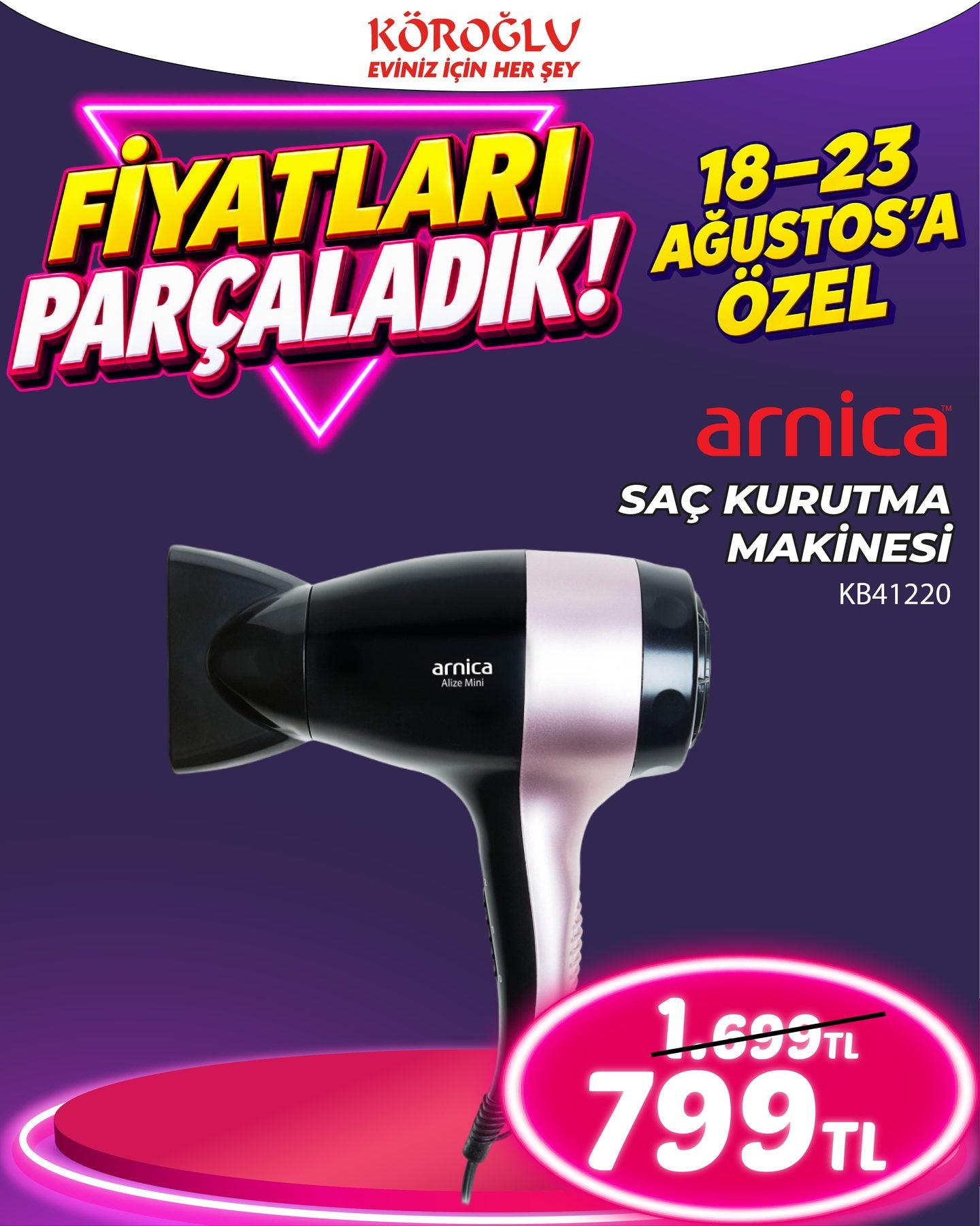 Arnica Saç Kurutma Makinesi B41220