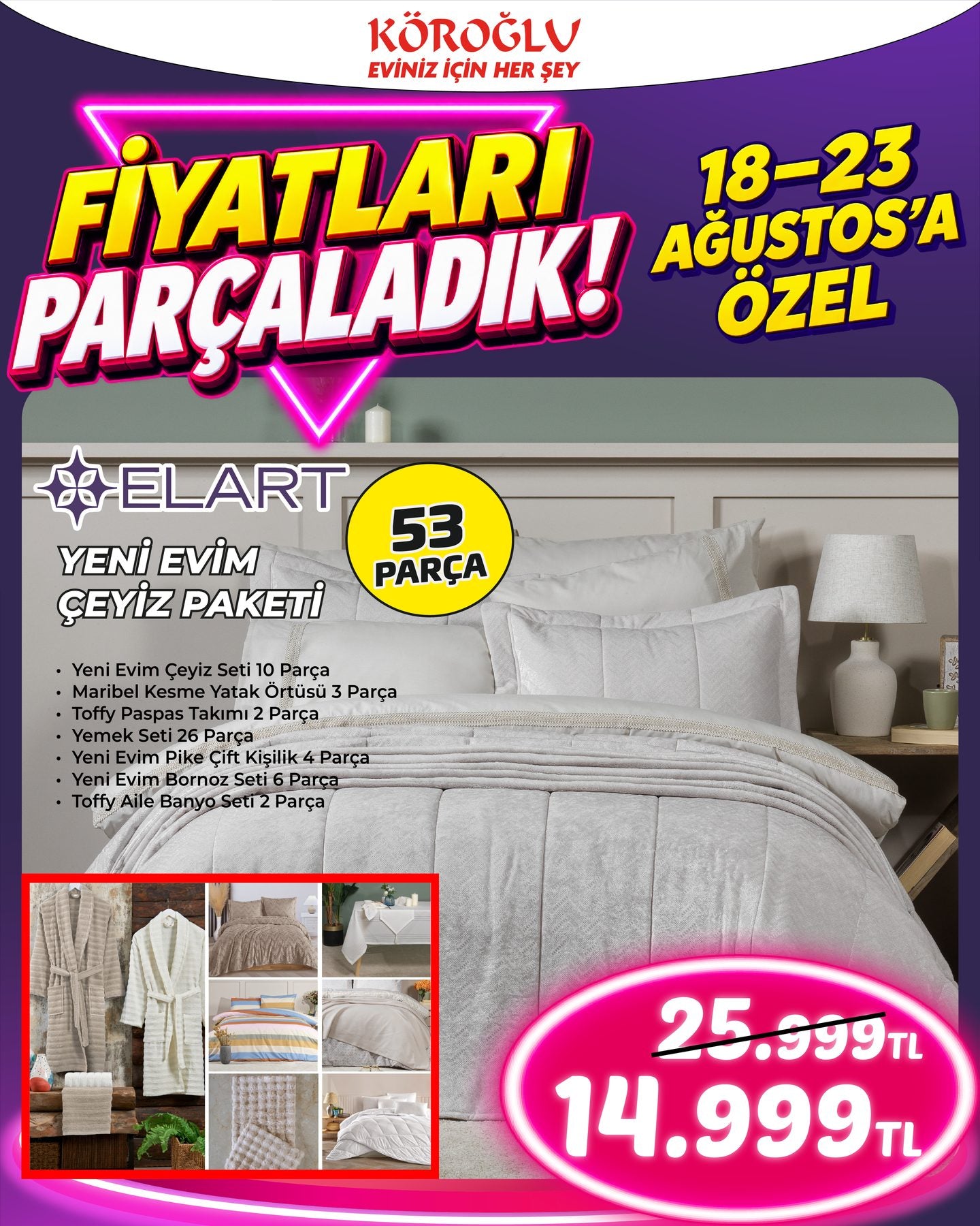 Elart Yeni Evim Çeyiz Paketi 53 Parça