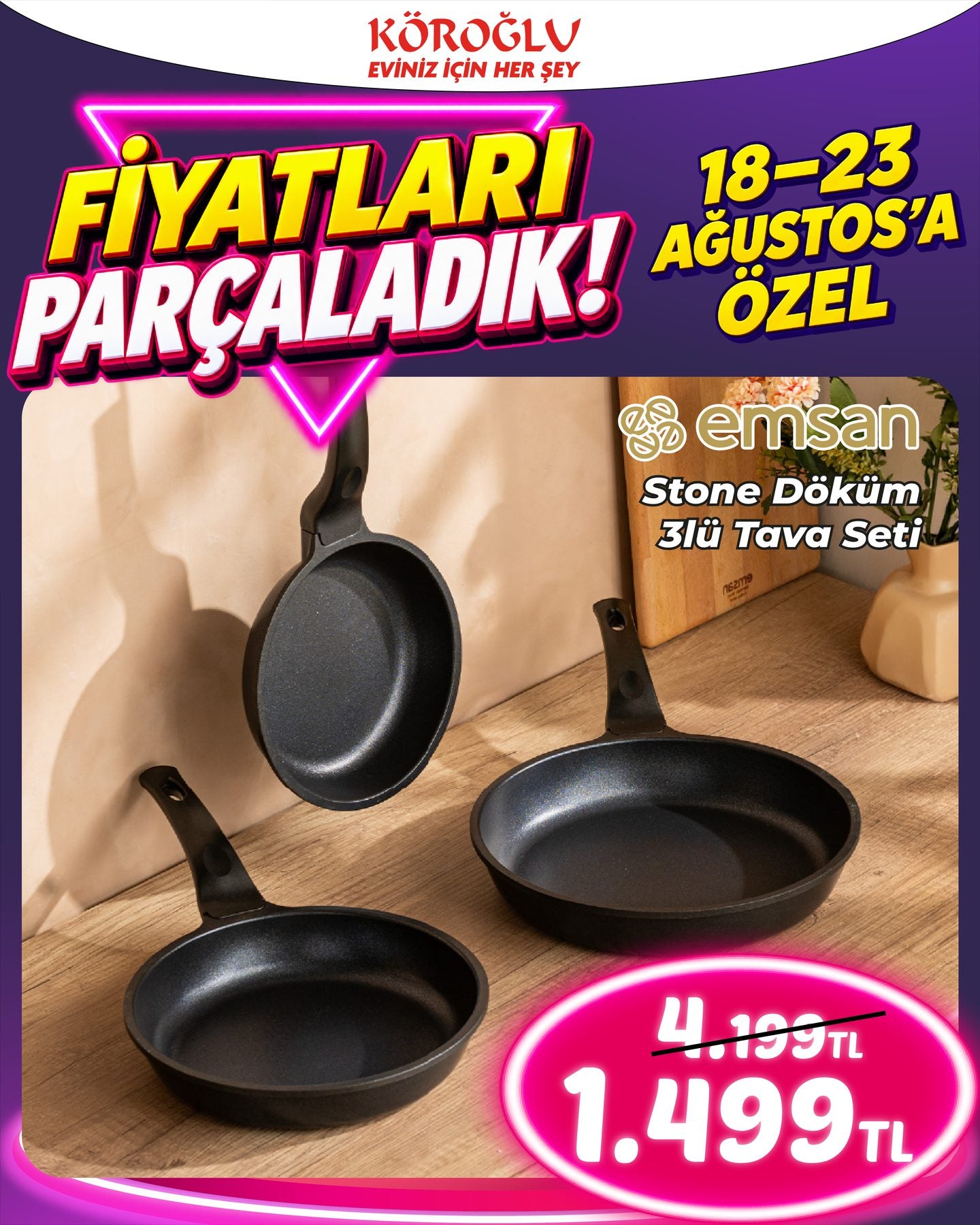 Emsan Stone Döküm 3’lü Tava Seti Main image