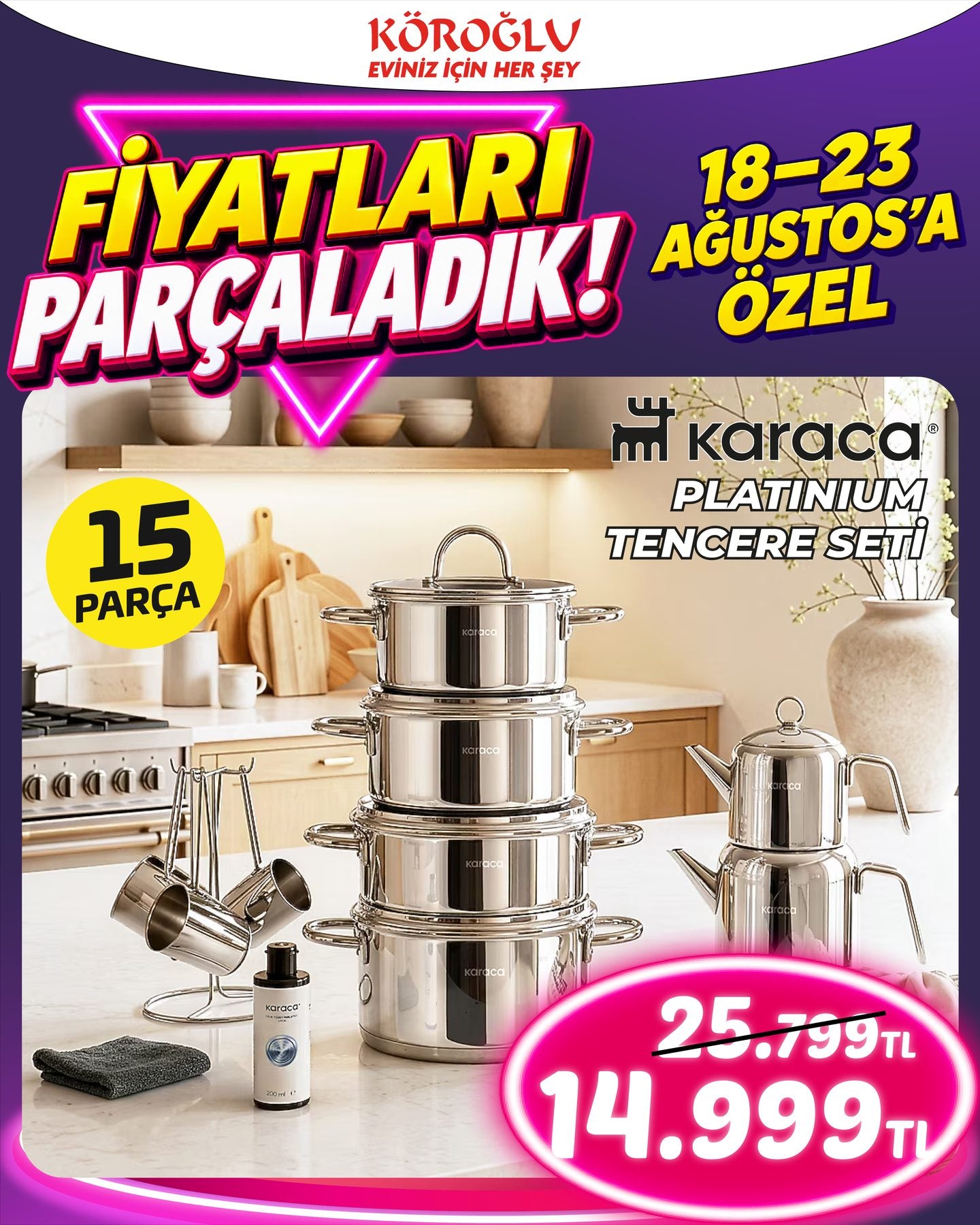 Karaca Platinum Tencere Seti 15 Parça